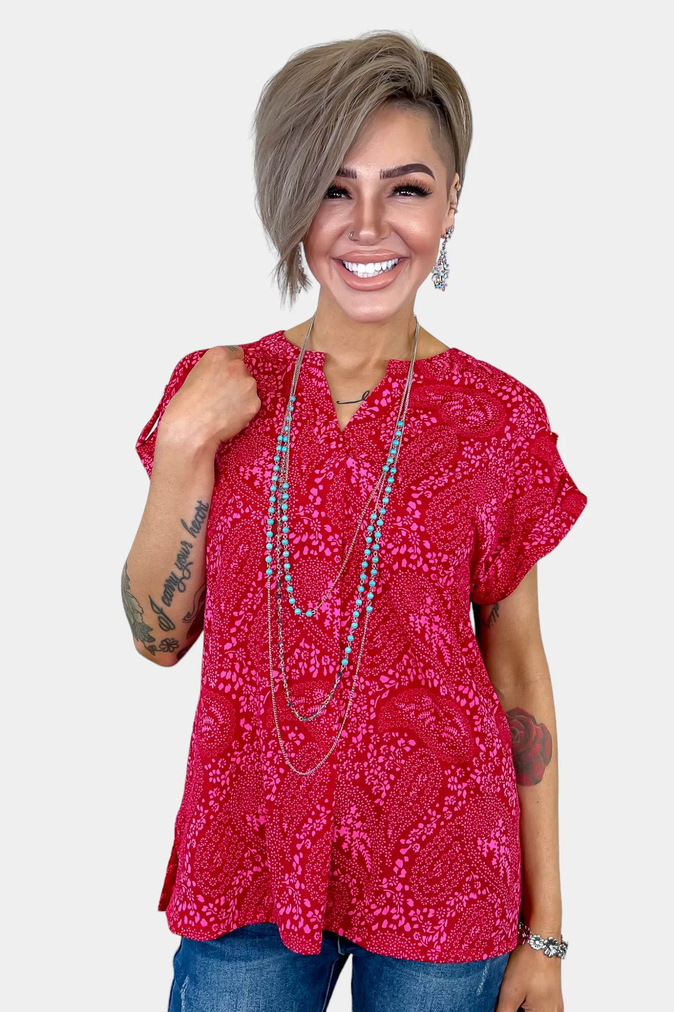 Red Pink Lizzy Short Sleeve Top sold by ZZs product image thumbnail 2