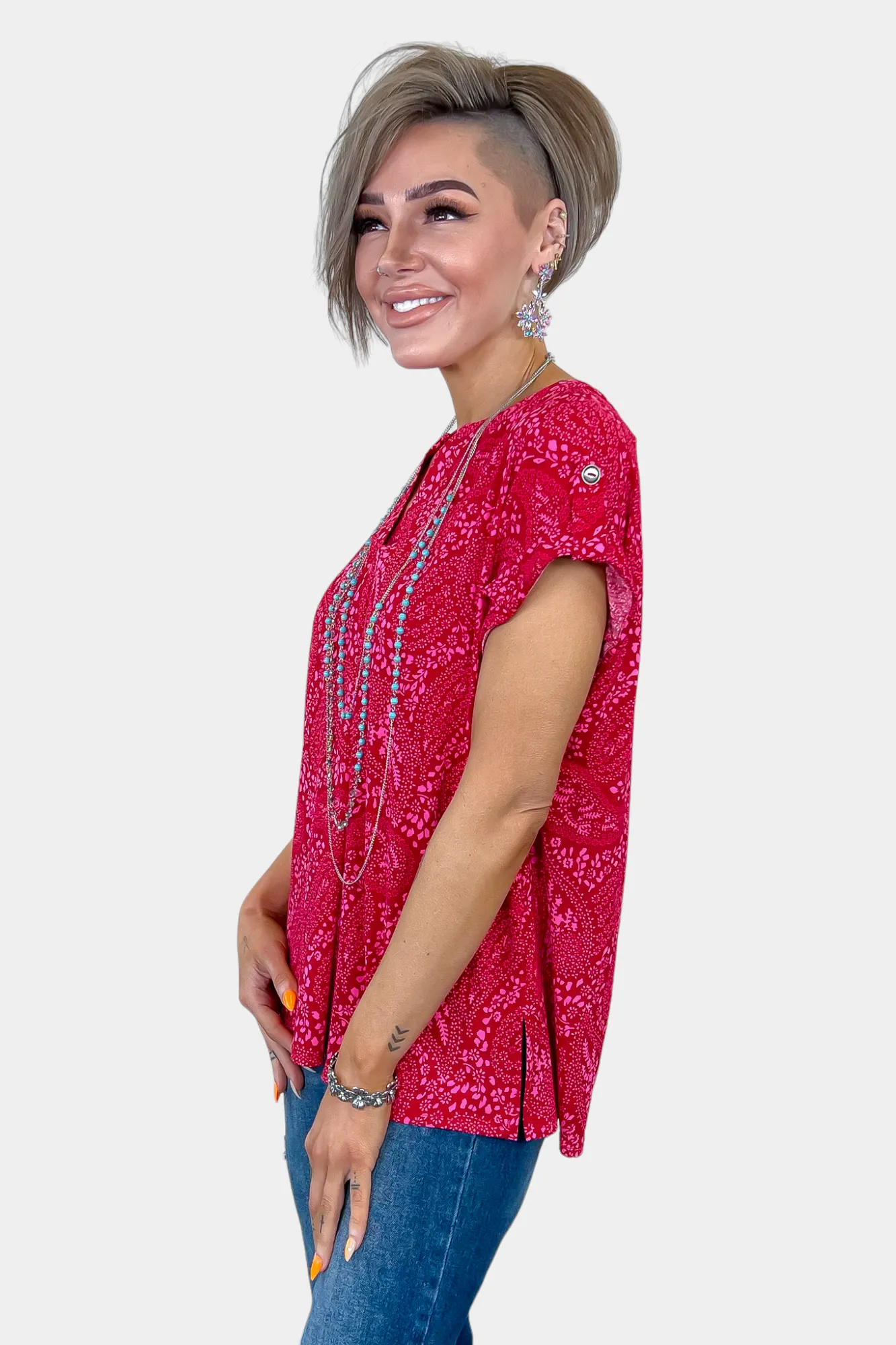 Red Pink Lizzy Short Sleeve Top sold by ZZs product image thumbnail 4