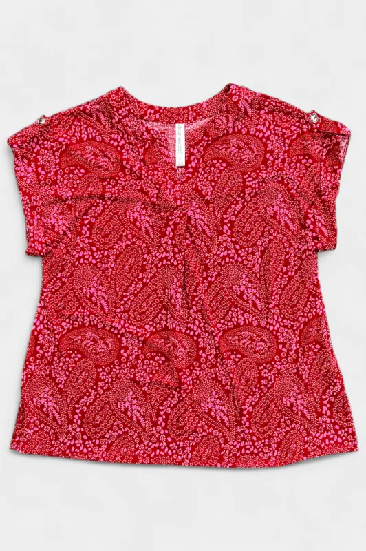 Red Pink Lizzy Short Sleeve Top sold by ZZs