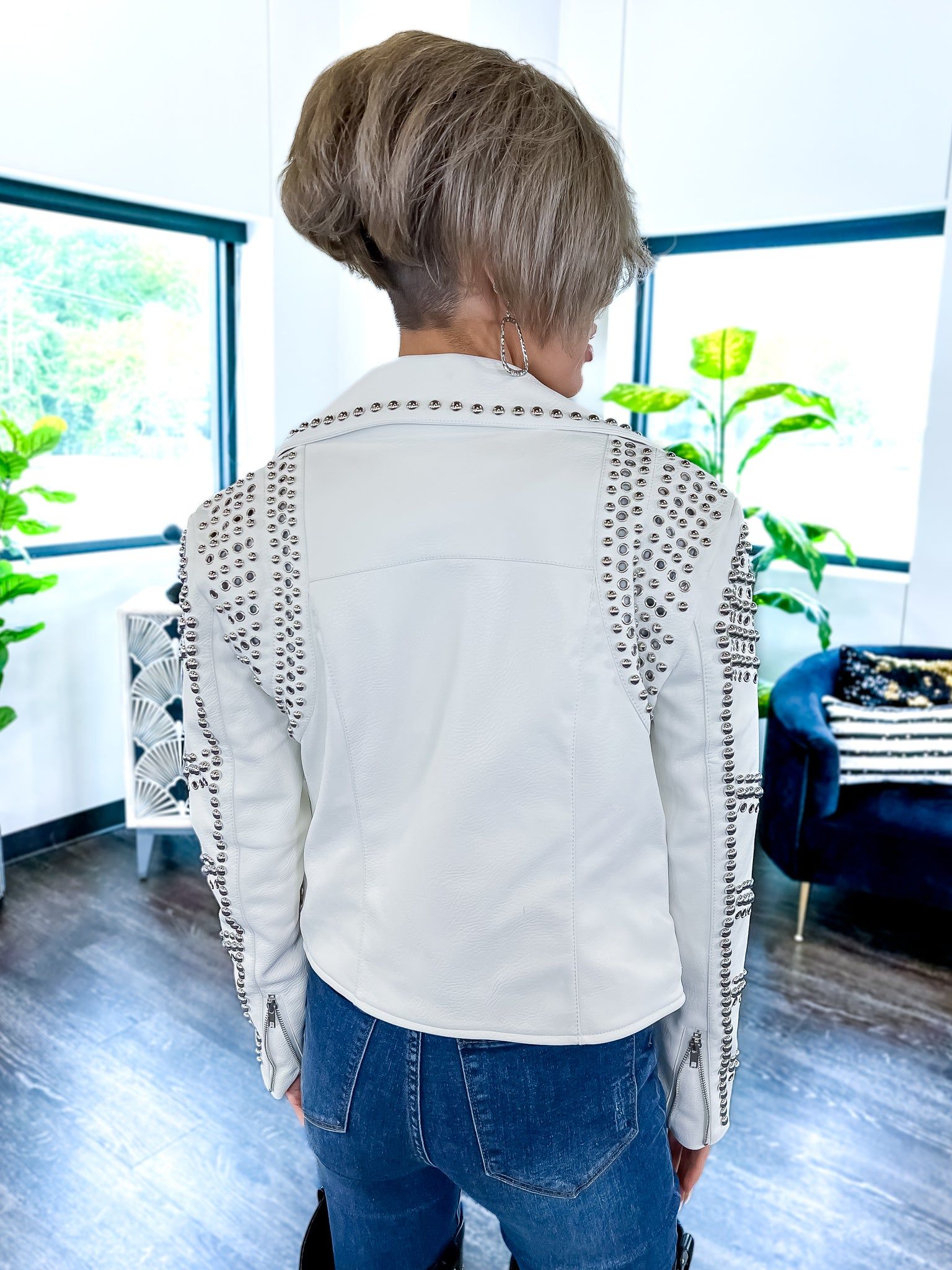 White Studded Moto Jacket sold by ZZs product image thumbnail 10