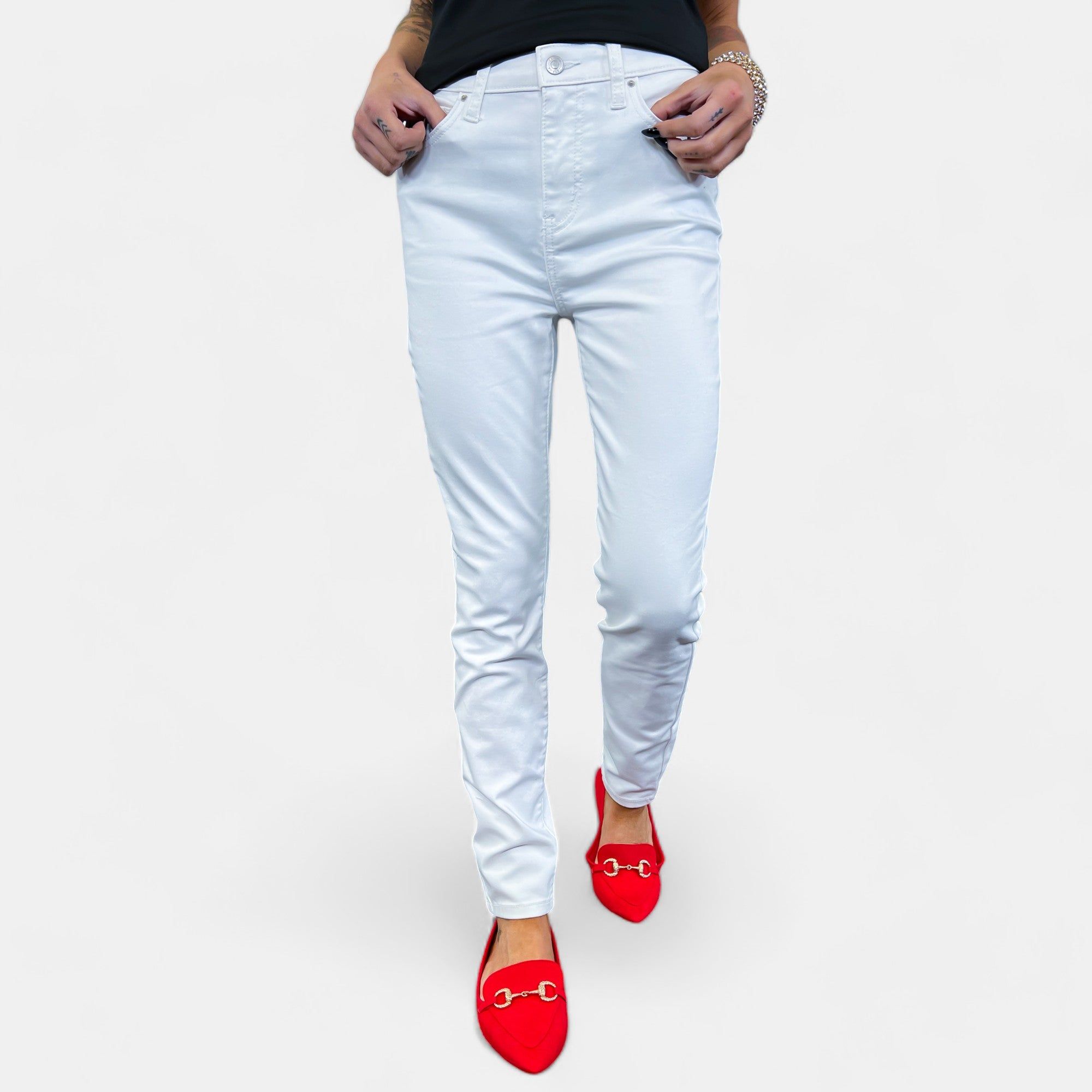 Ivory High Rise Skinny Pants sold by ZZs