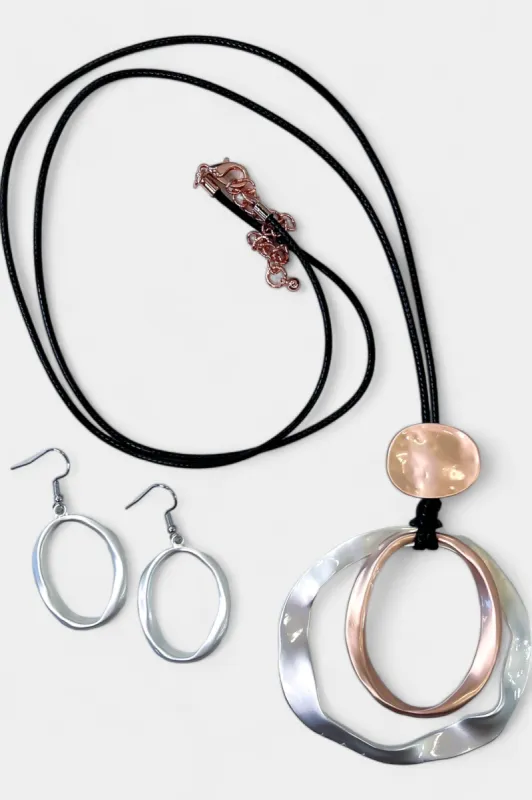 Rosegold Two Tone Pendant Necklace Set sold by ZZs