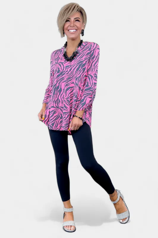 Grey & Pink Zebra Lizzy Top [NO RETURNS] sold by ZZs