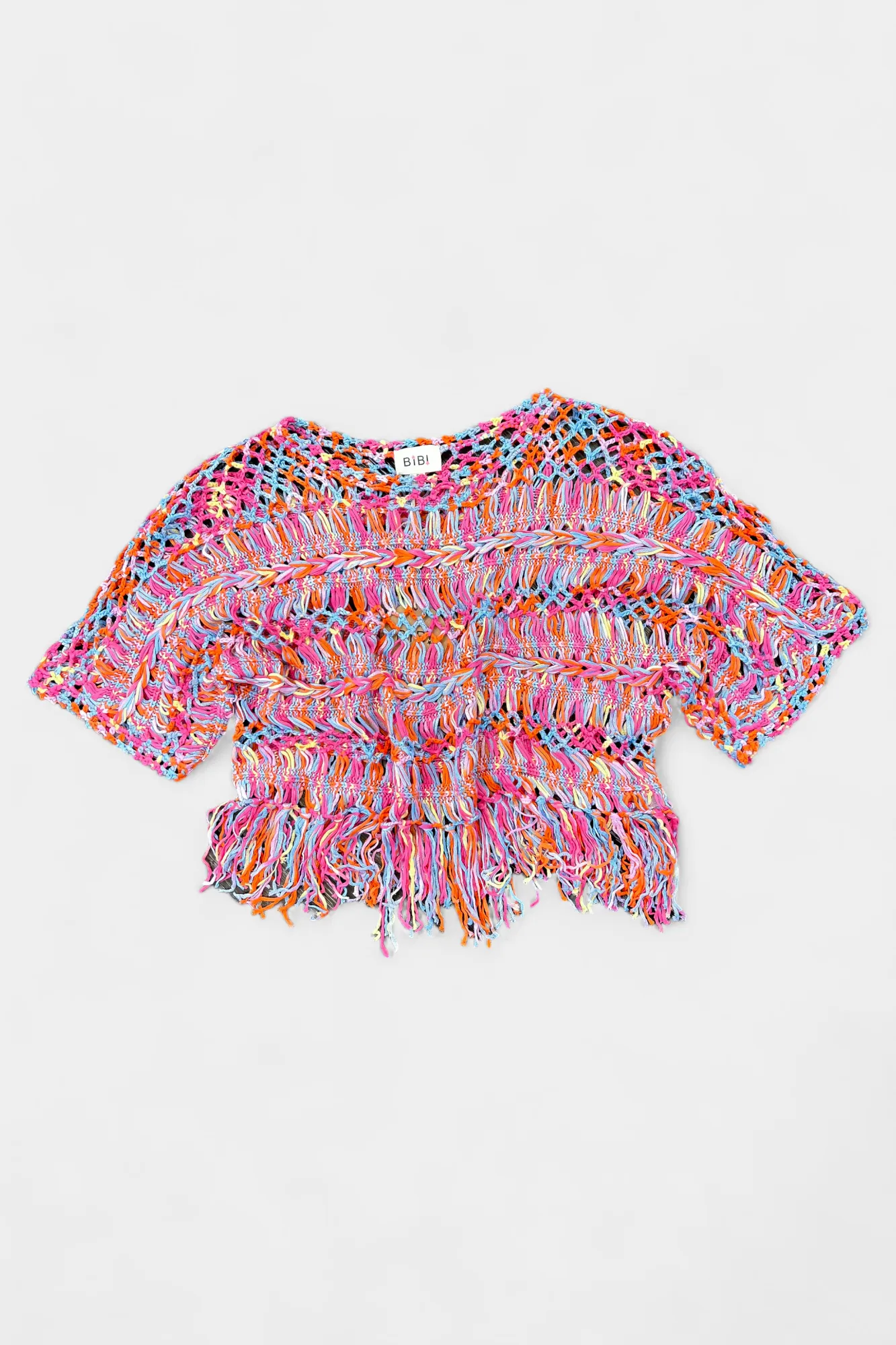 Orange Open Knit Fringe Top sold by ZZs product image thumbnail 3