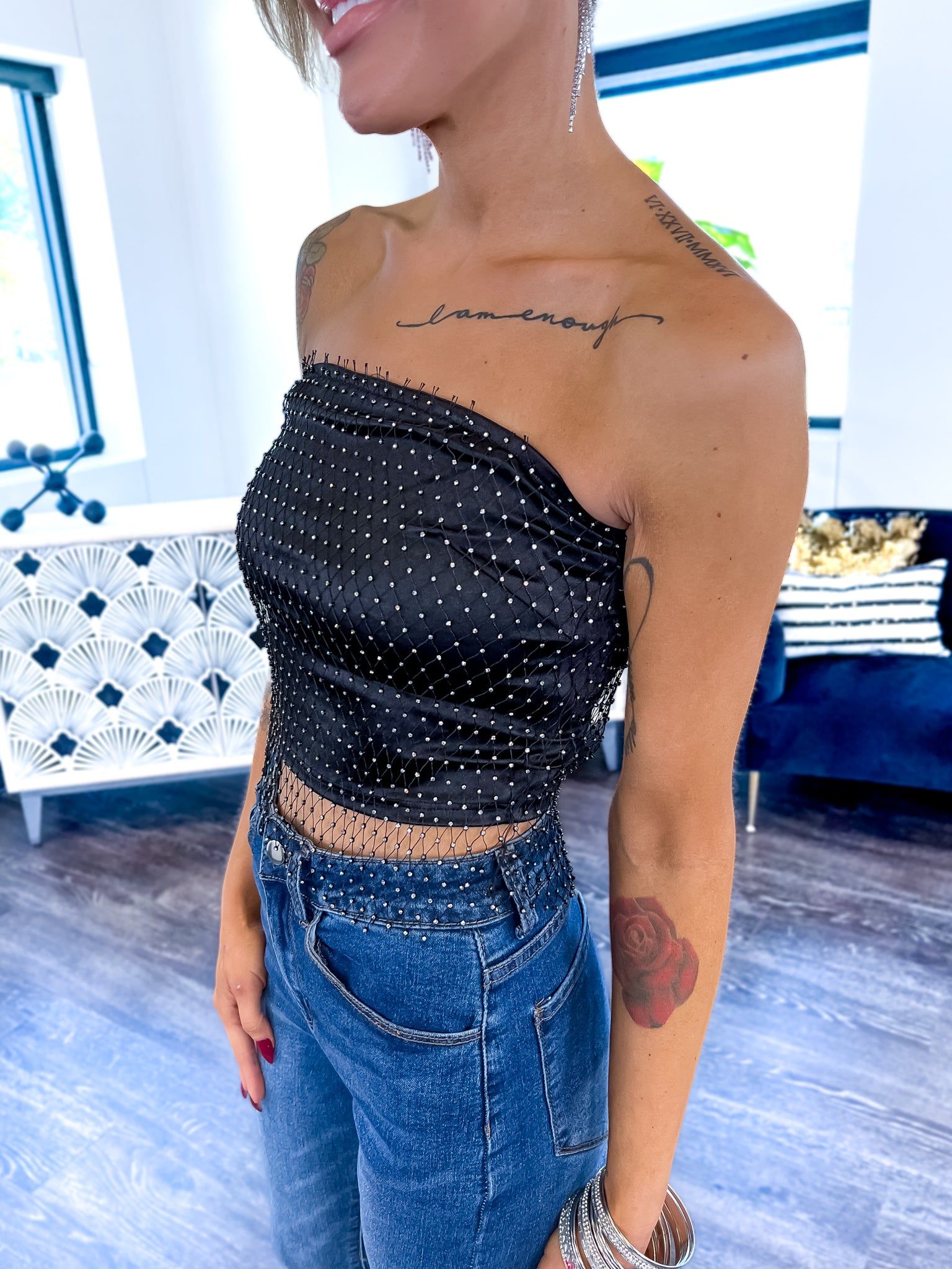 Rhinestone Net Top | Black sold by ZZs product image thumbnail 3