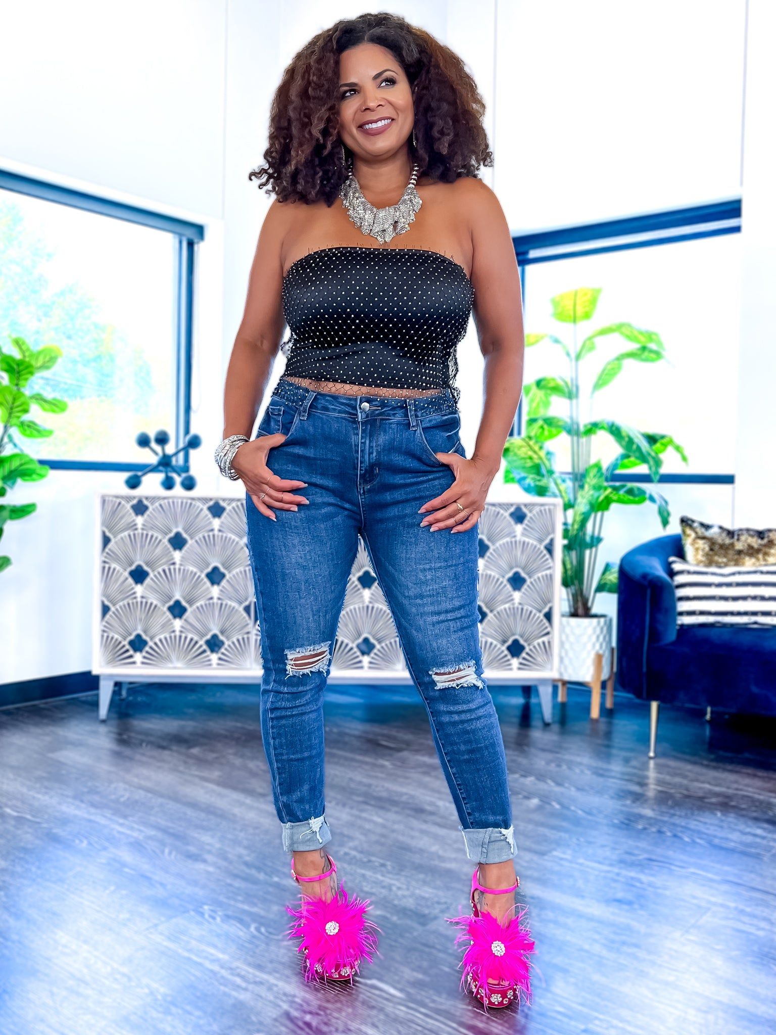 Rhinestone Net Top | Black sold by ZZs product image thumbnail 2