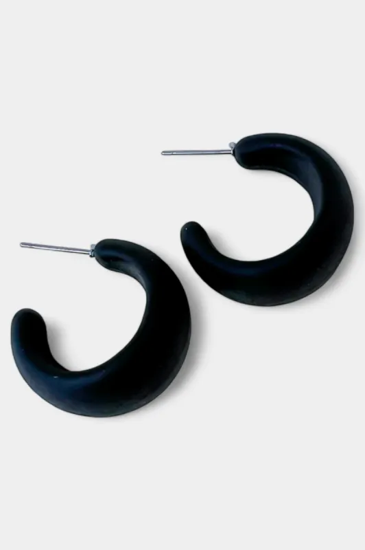 Black Matte Hoop Earrings sold by ZZs
