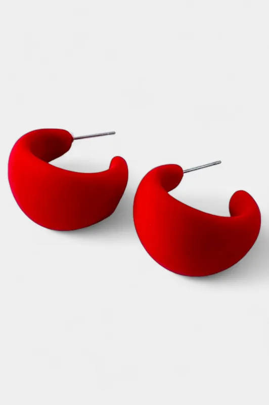 Red Matte Hoop Earrings sold by ZZs