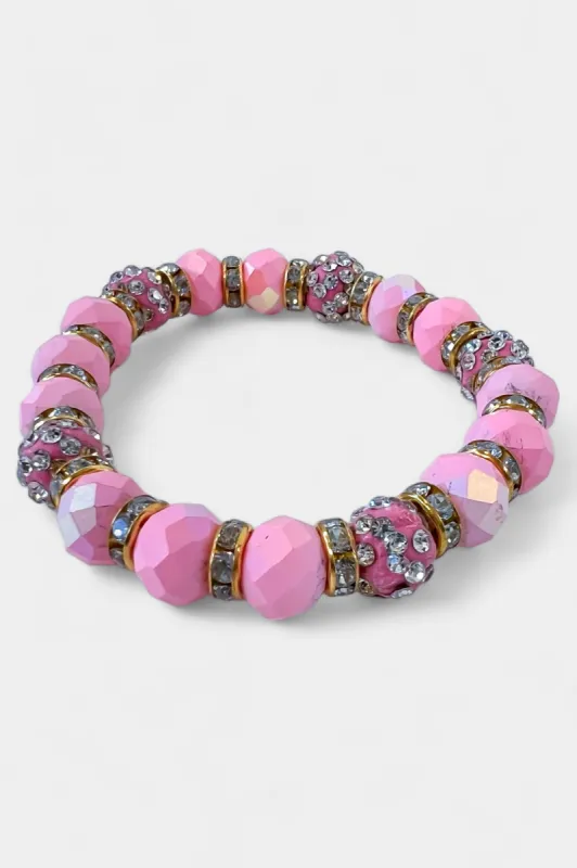 Pink Faceted Beaded Stretch Bracelet sold by ZZs