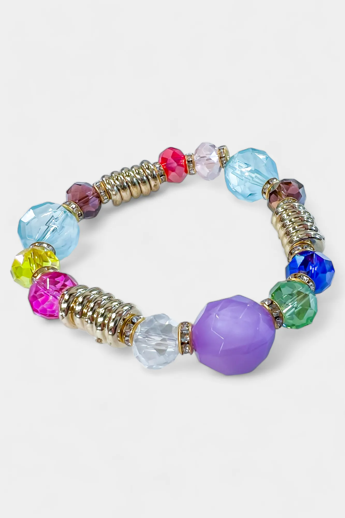 Gold Multi Colored Stone Stretch Bracelet sold by ZZs