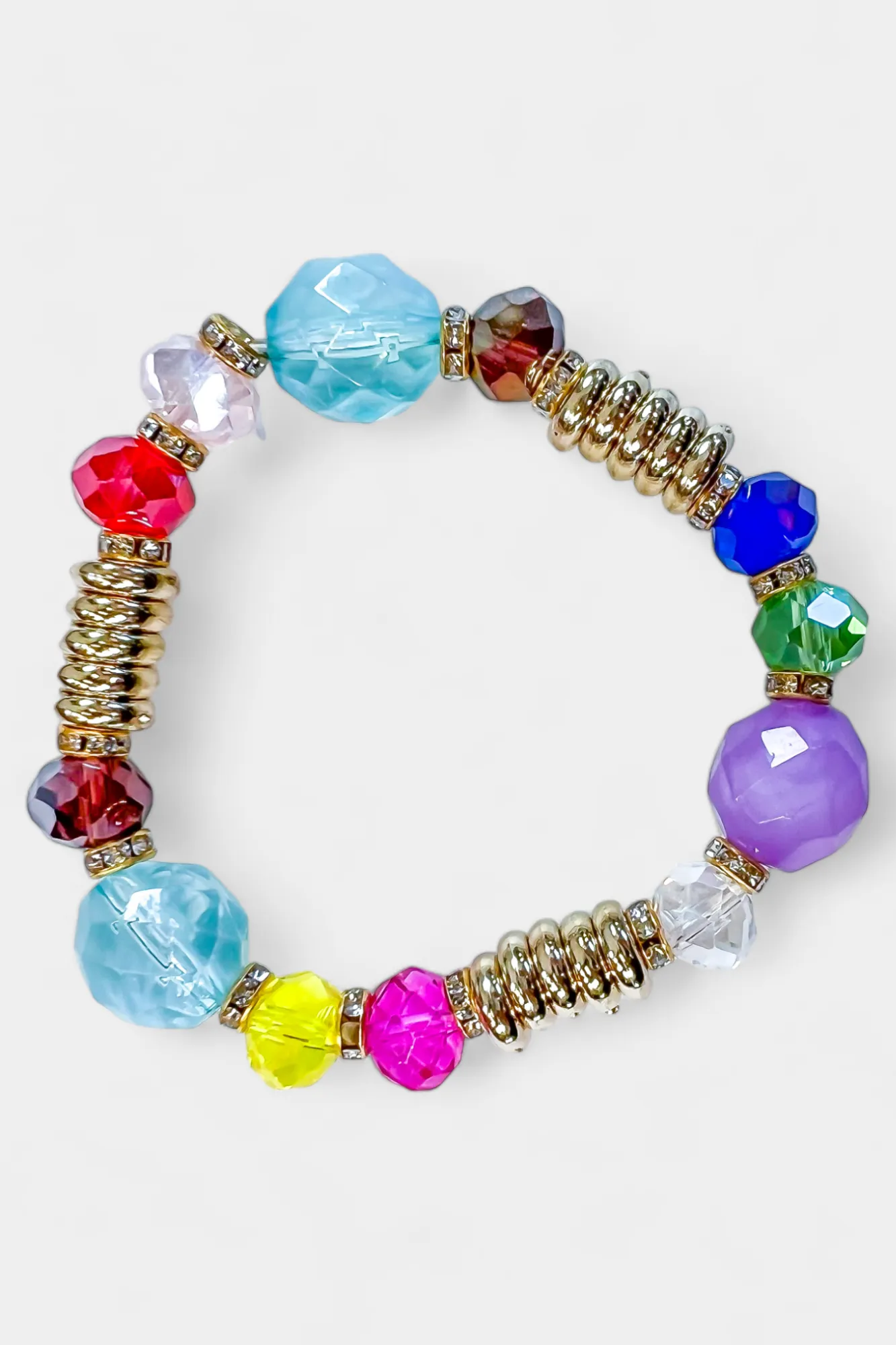 Gold Multi Colored Stone Stretch Bracelet sold by ZZs product image thumbnail 2