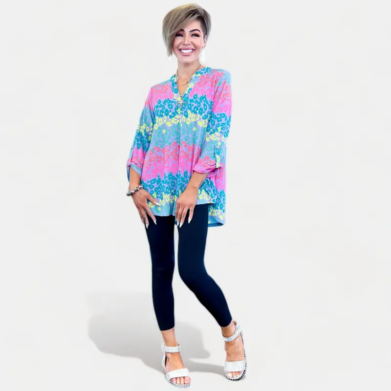 Multi Animal Colorblock Lizzy Top [NO RETURNS] sold by ZZs