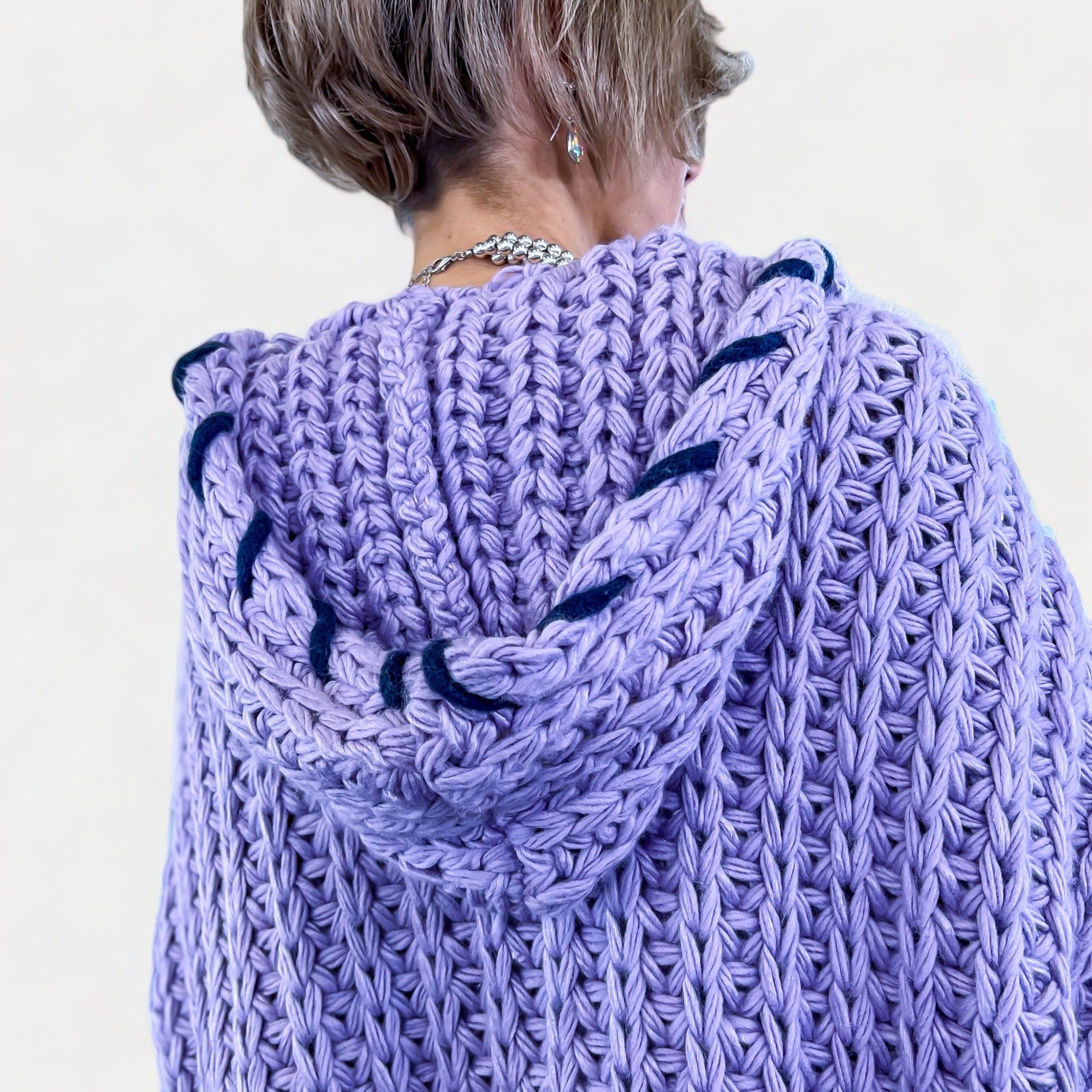 Lilac Stitch Edge Chunky Cardigan sold by ZZs product image thumbnail 4