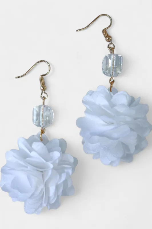 White Petal Flower Dangle Earrings sold by ZZs