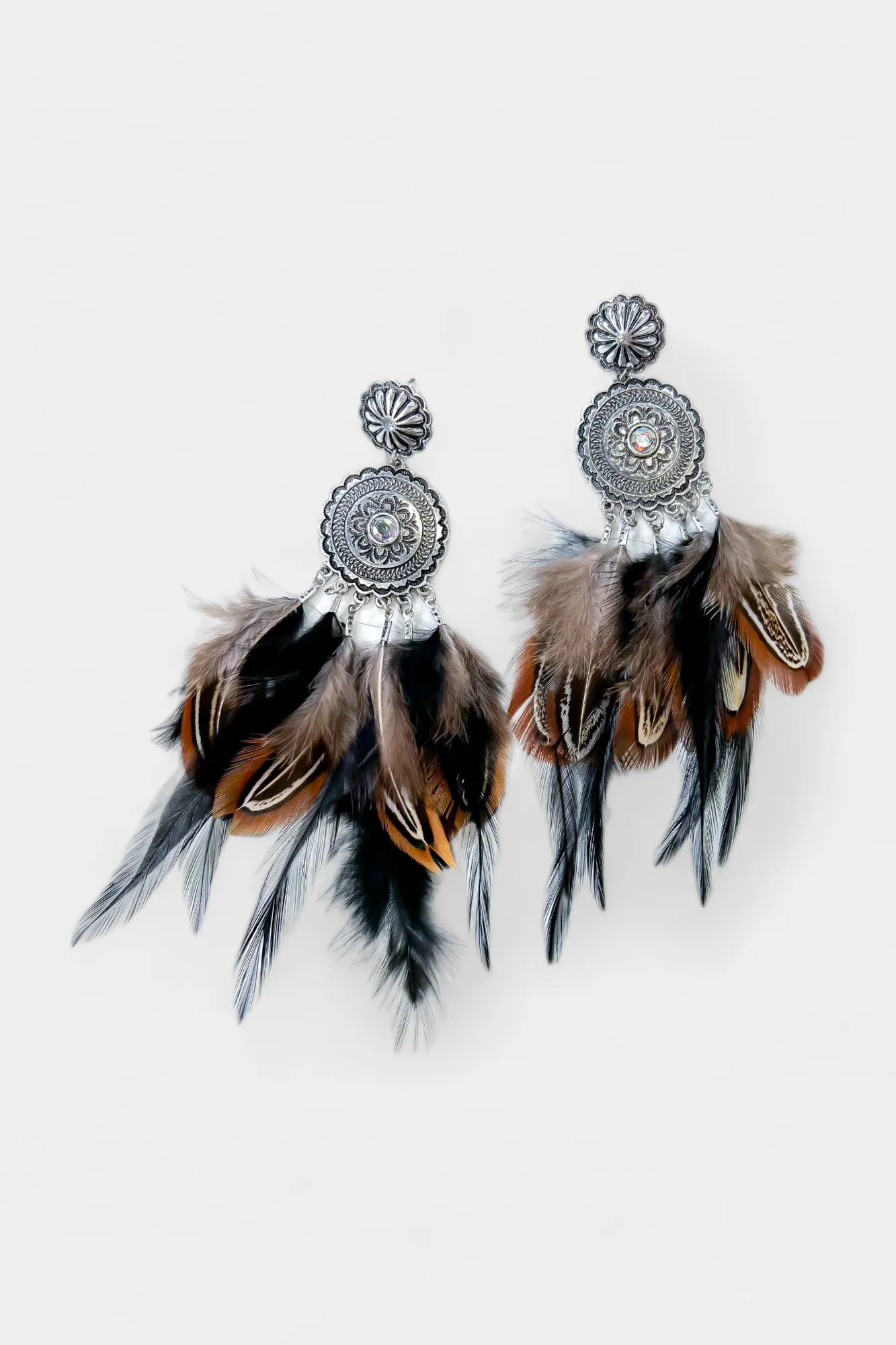 Black Feather Concho Earrings sold by ZZs product image thumbnail 3