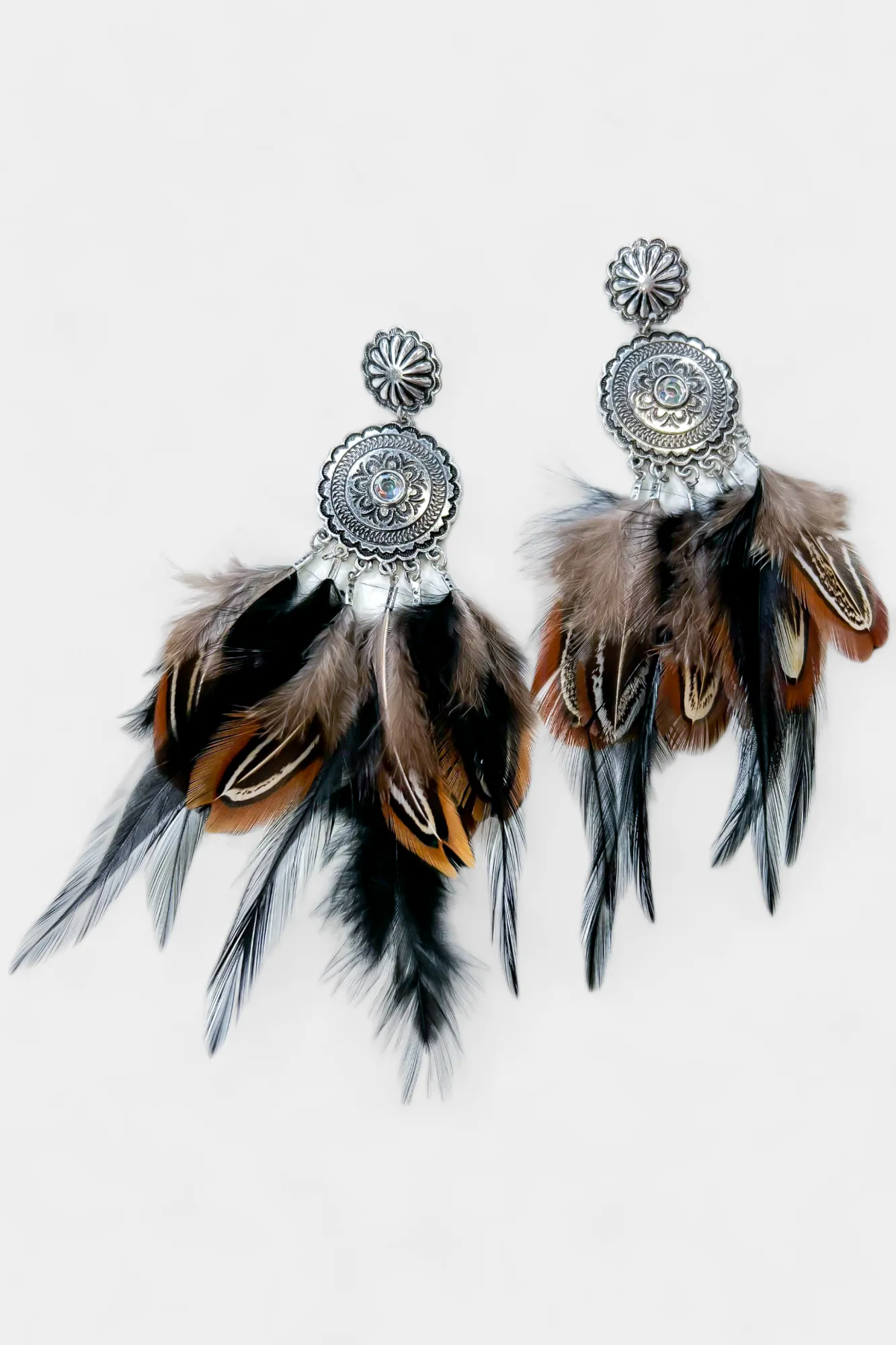 Black Feather Concho Earrings sold by ZZs