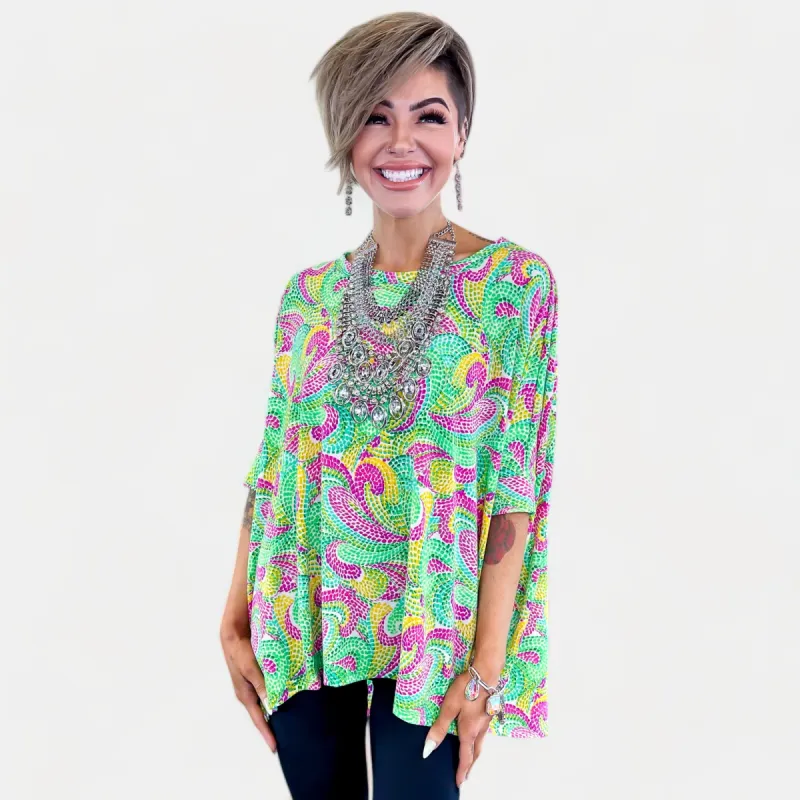Green Multi Paisley Essential Top sold by ZZs