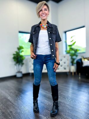 Black Let's Escape Denim Jacket sold by ZZs