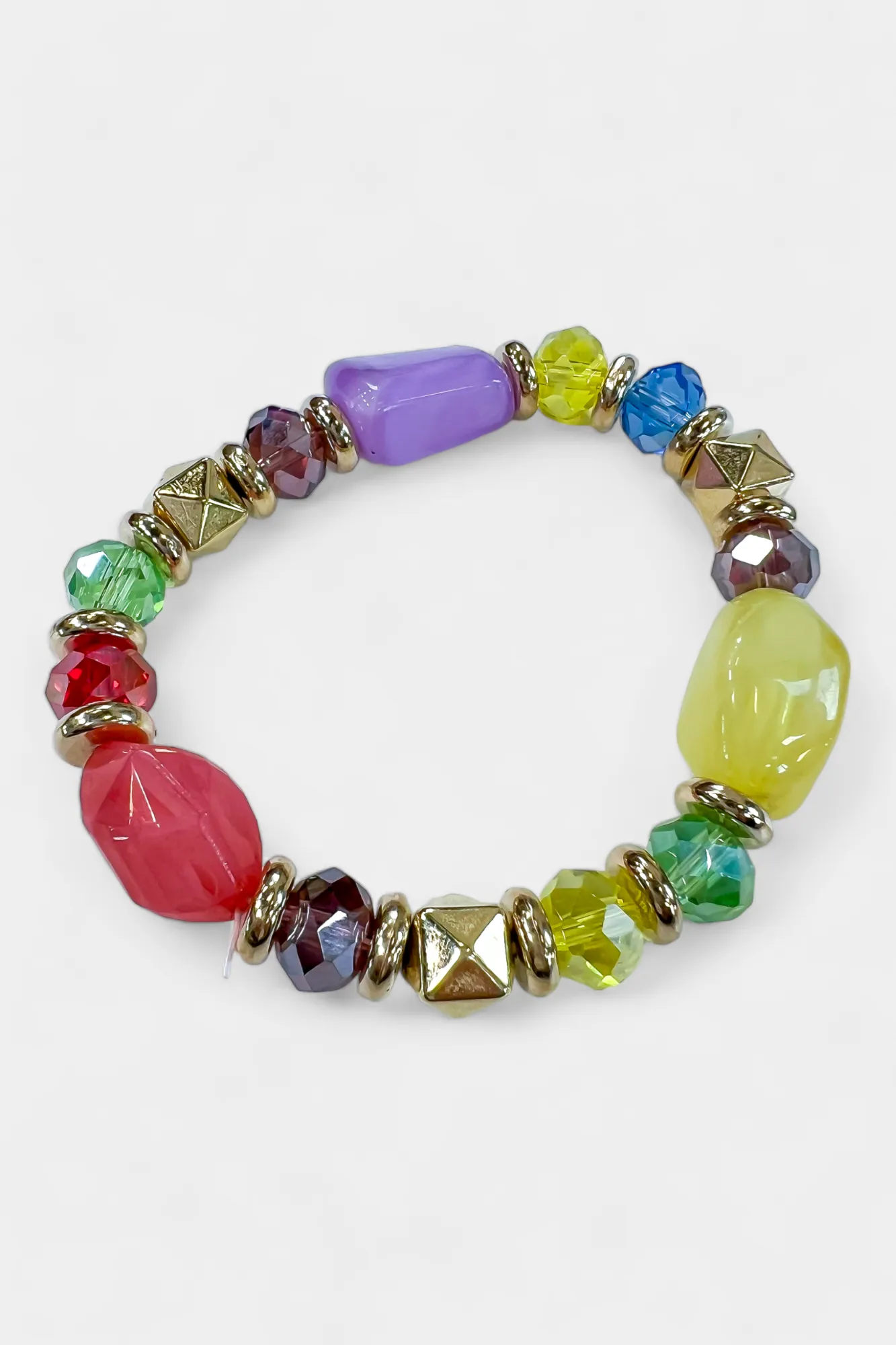 Gold Multi Colored Beaded Stretch Bracelet sold by ZZs product image thumbnail 3