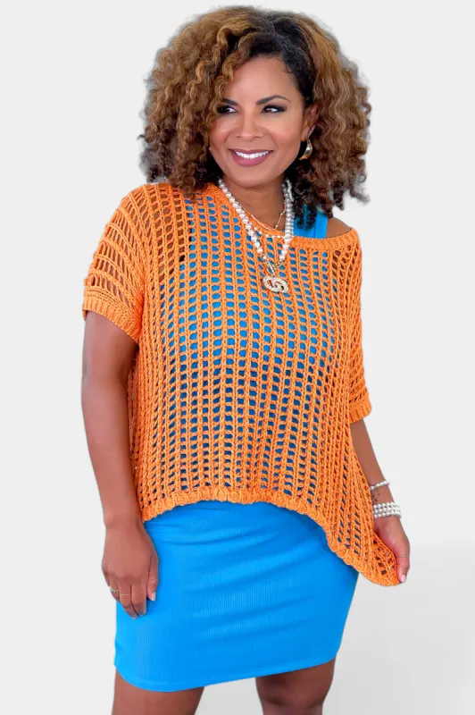 Orange Net Crochet Top sold by ZZs