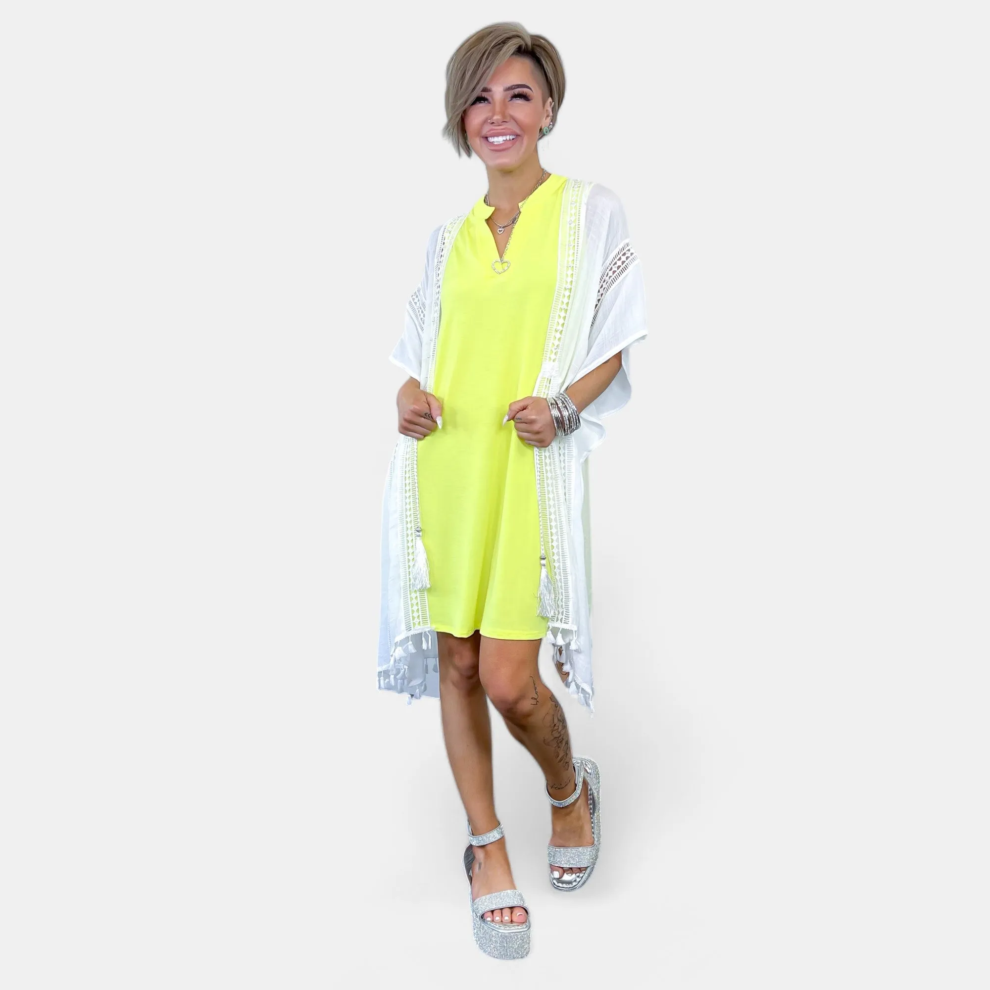 White Pearl Trim Drawstring Kimono sold by ZZs product image thumbnail 5