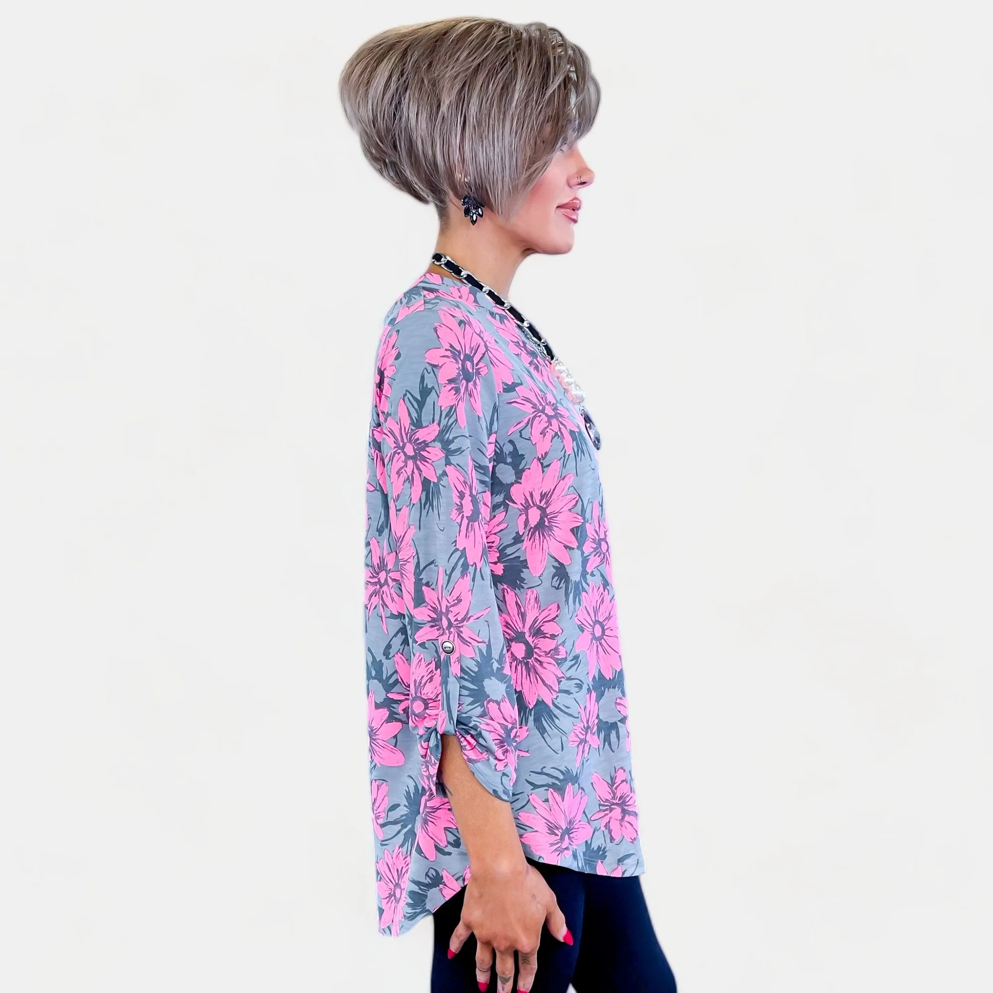 Pink & Grey Floral Lizzy Top sold by ZZs product image thumbnail 5