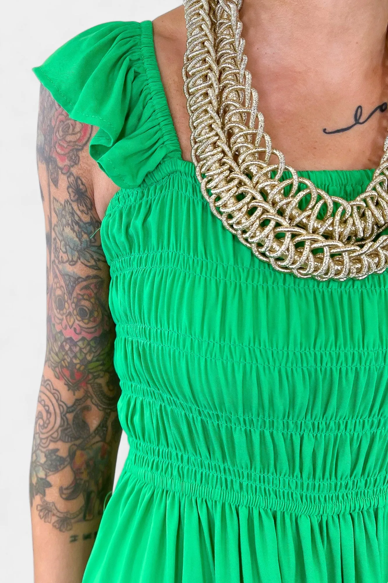 Green Ruffle Tank Midi Dress sold by ZZs product image thumbnail 4