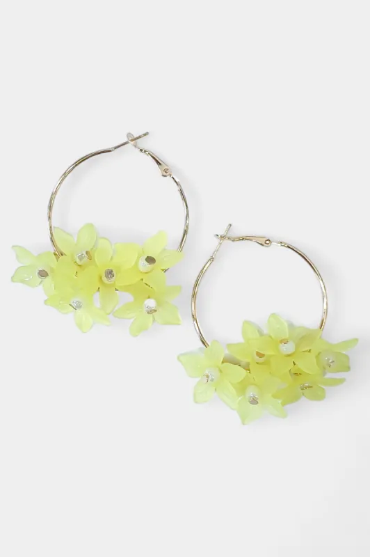 Yellow Flower Hoop Earrings sold by ZZs