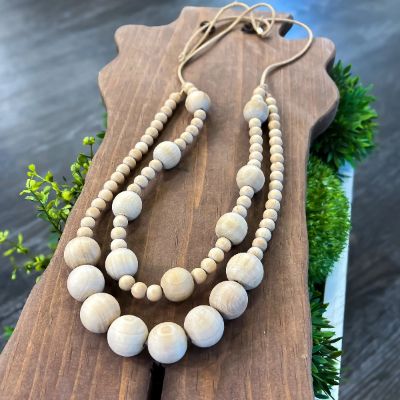 Ivory Layered Wood Bead Necklace sold by ZZs
