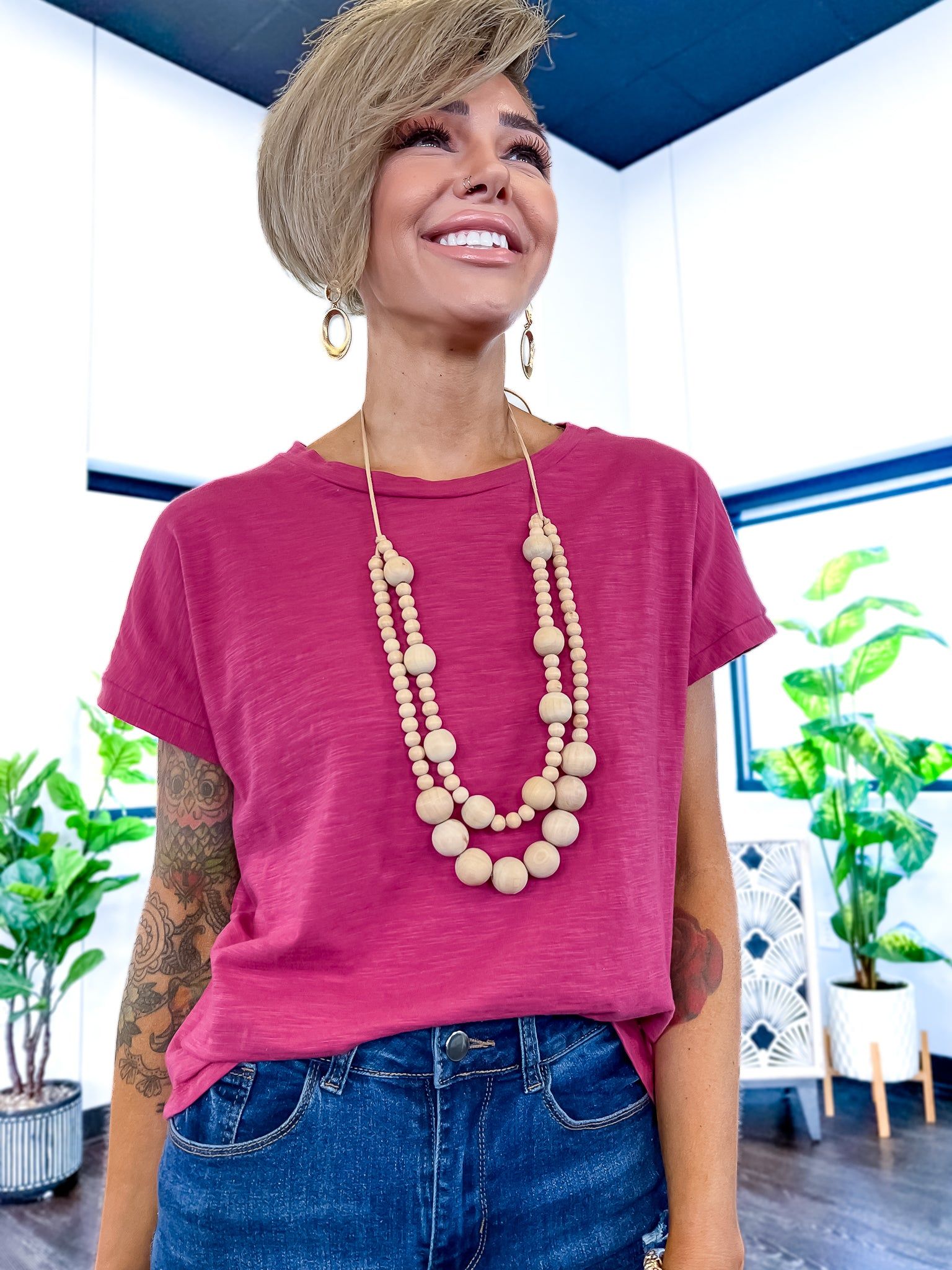 Ivory Layered Wood Bead Necklace sold by ZZs product image thumbnail 3