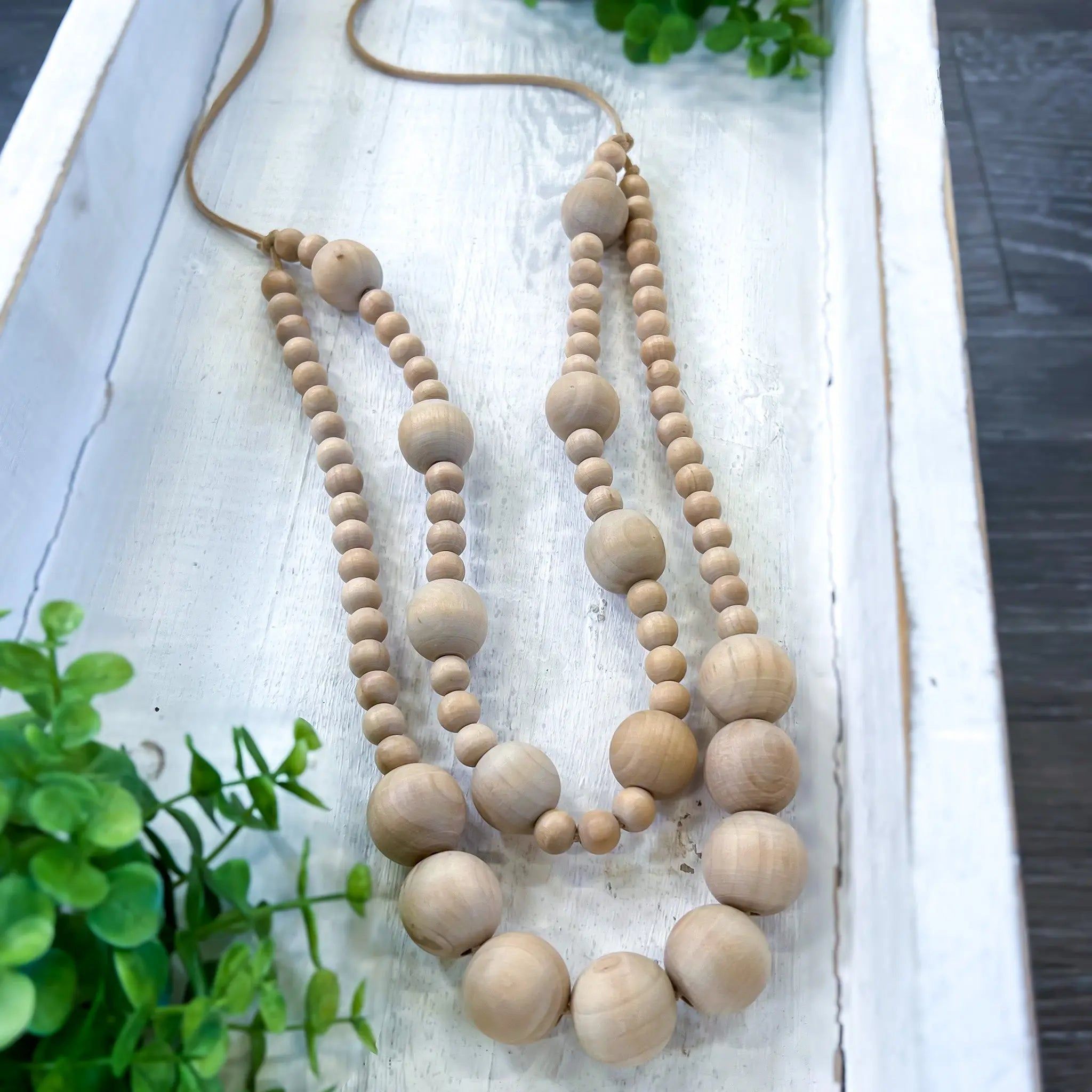 Ivory Layered Wood Bead Necklace sold by ZZs product image thumbnail 4