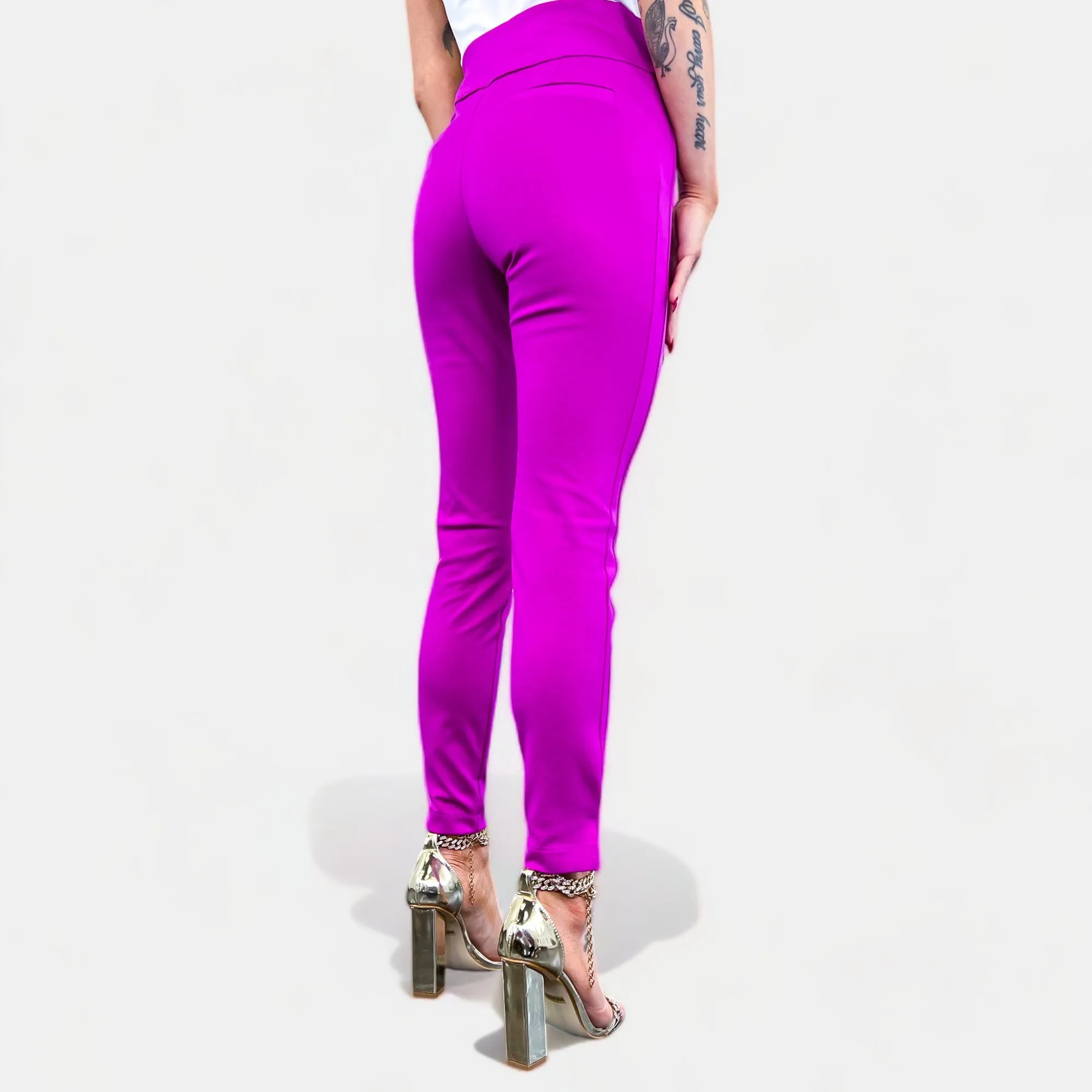 Magenta High Waisted Skinny Crop Pants sold by ZZs product image thumbnail 4