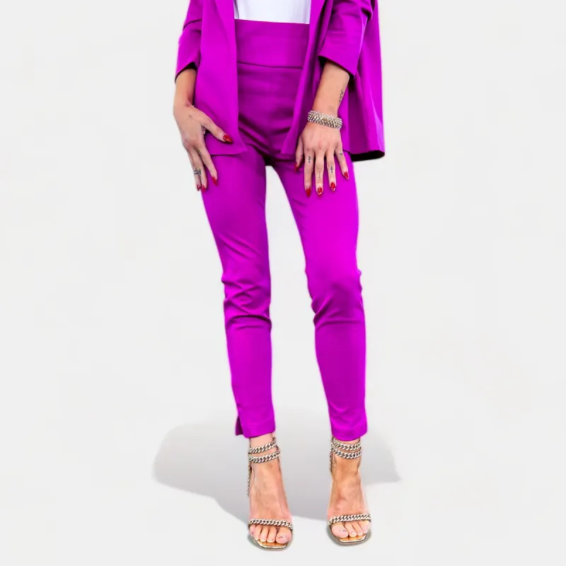 Magenta High Waisted Skinny Crop Pants sold by ZZs