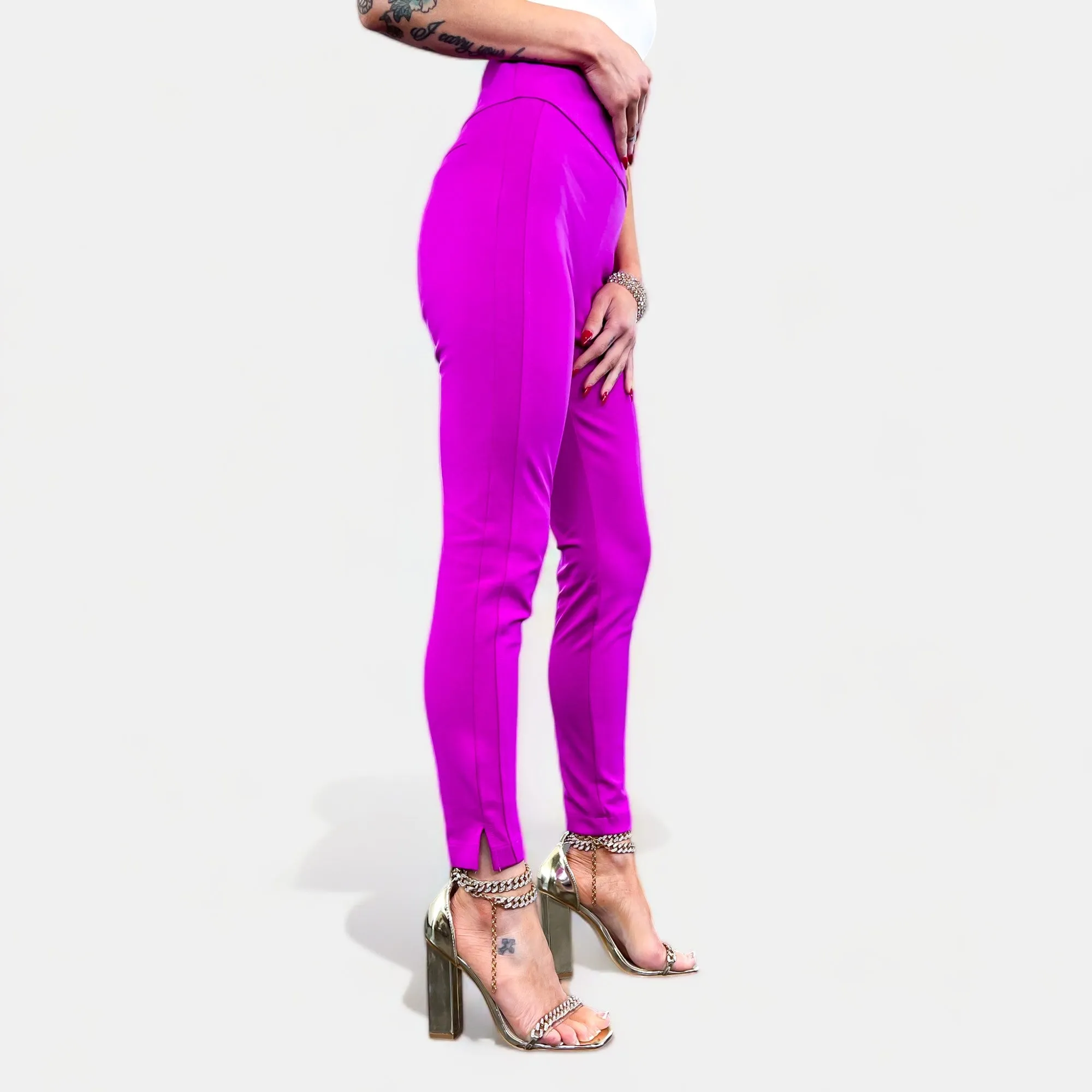 Magenta High Waisted Skinny Crop Pants sold by ZZs product image thumbnail 3