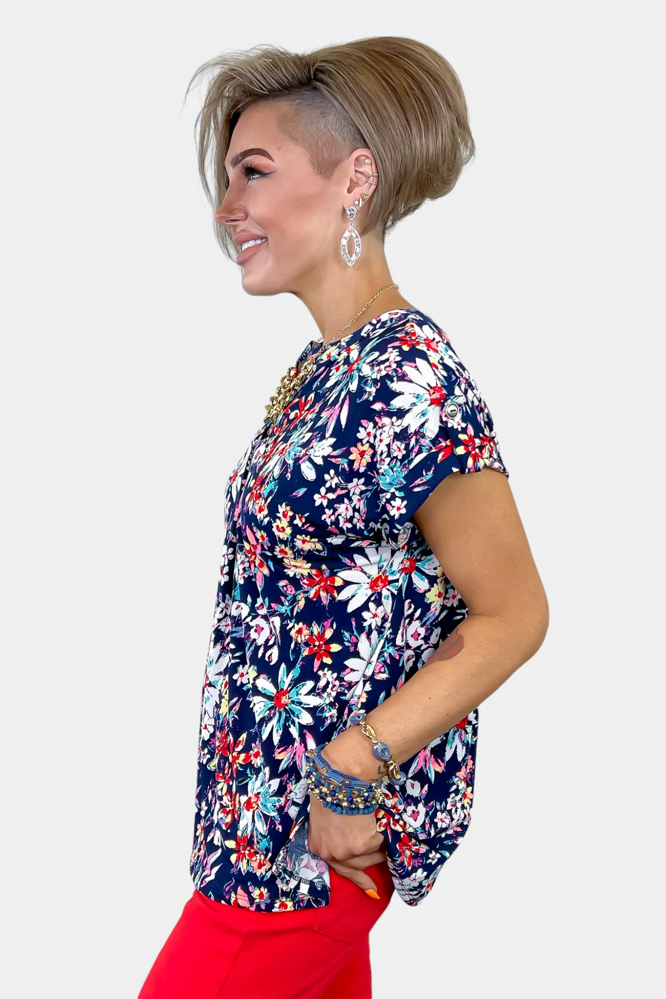 Navy Daisy Lizzy Short Sleeve Top sold by ZZs product image thumbnail 4