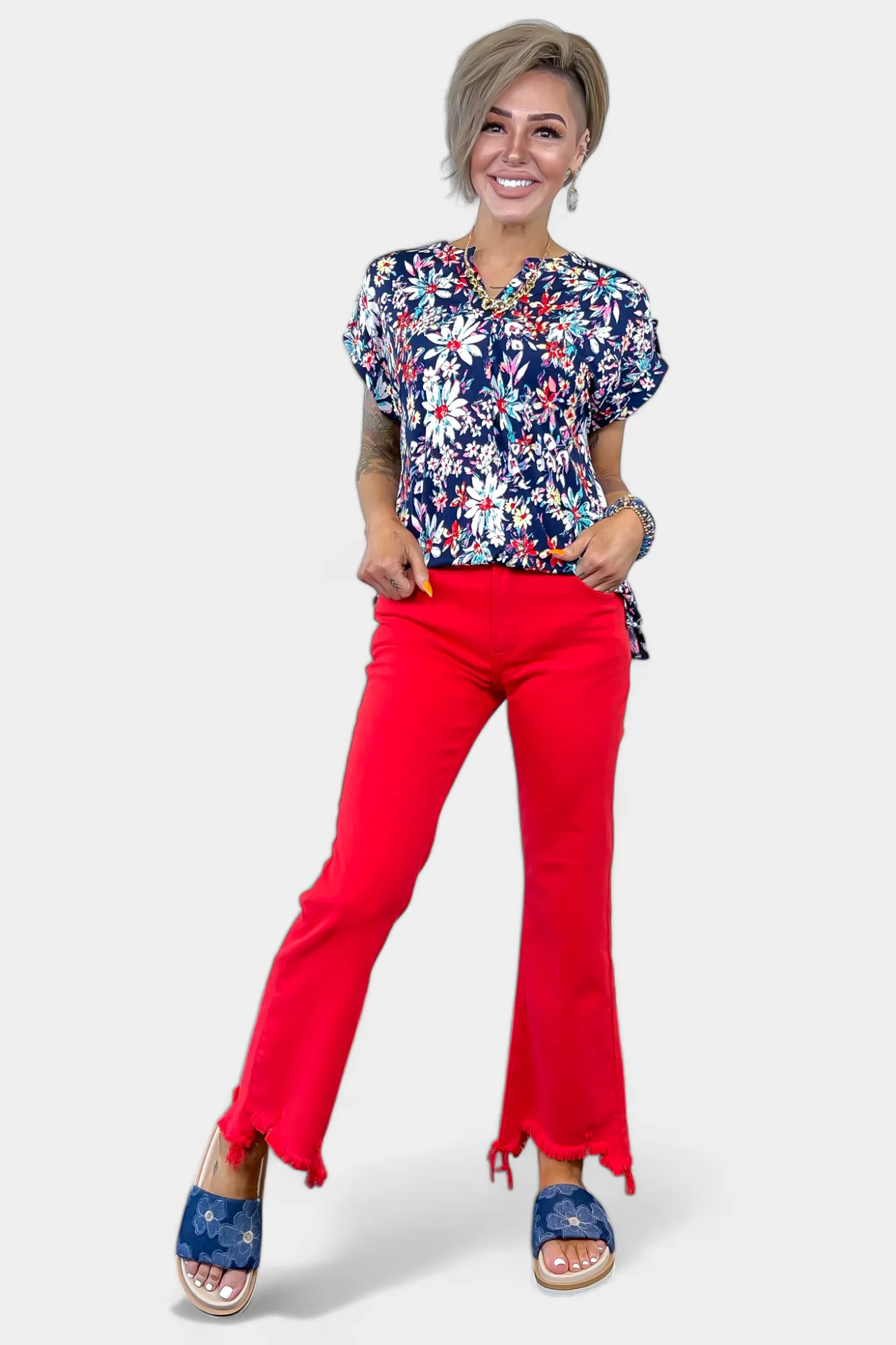 Navy Daisy Lizzy Short Sleeve Top sold by ZZs product image thumbnail 3