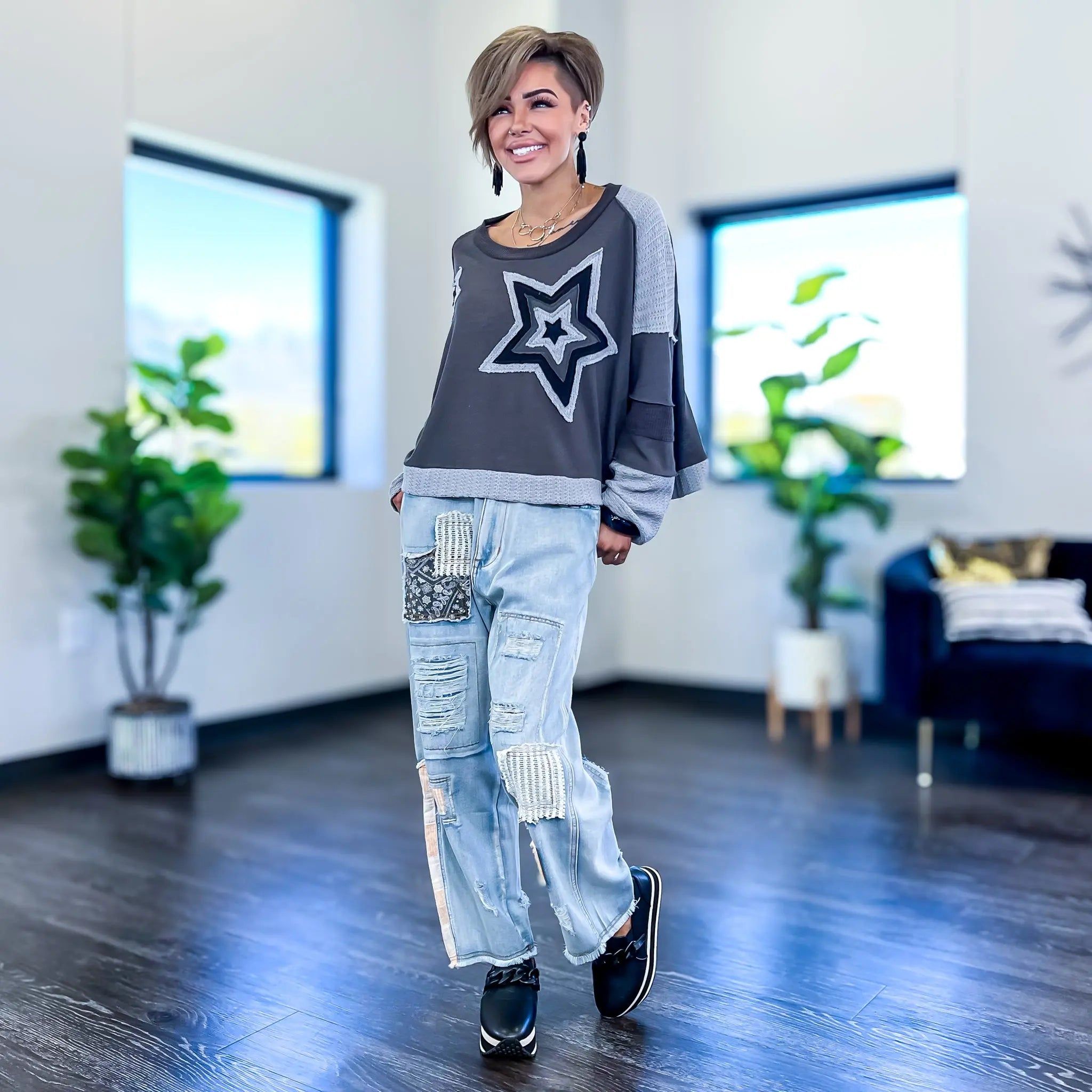 Charcoal Star Patch Top sold by ZZs product image thumbnail 3