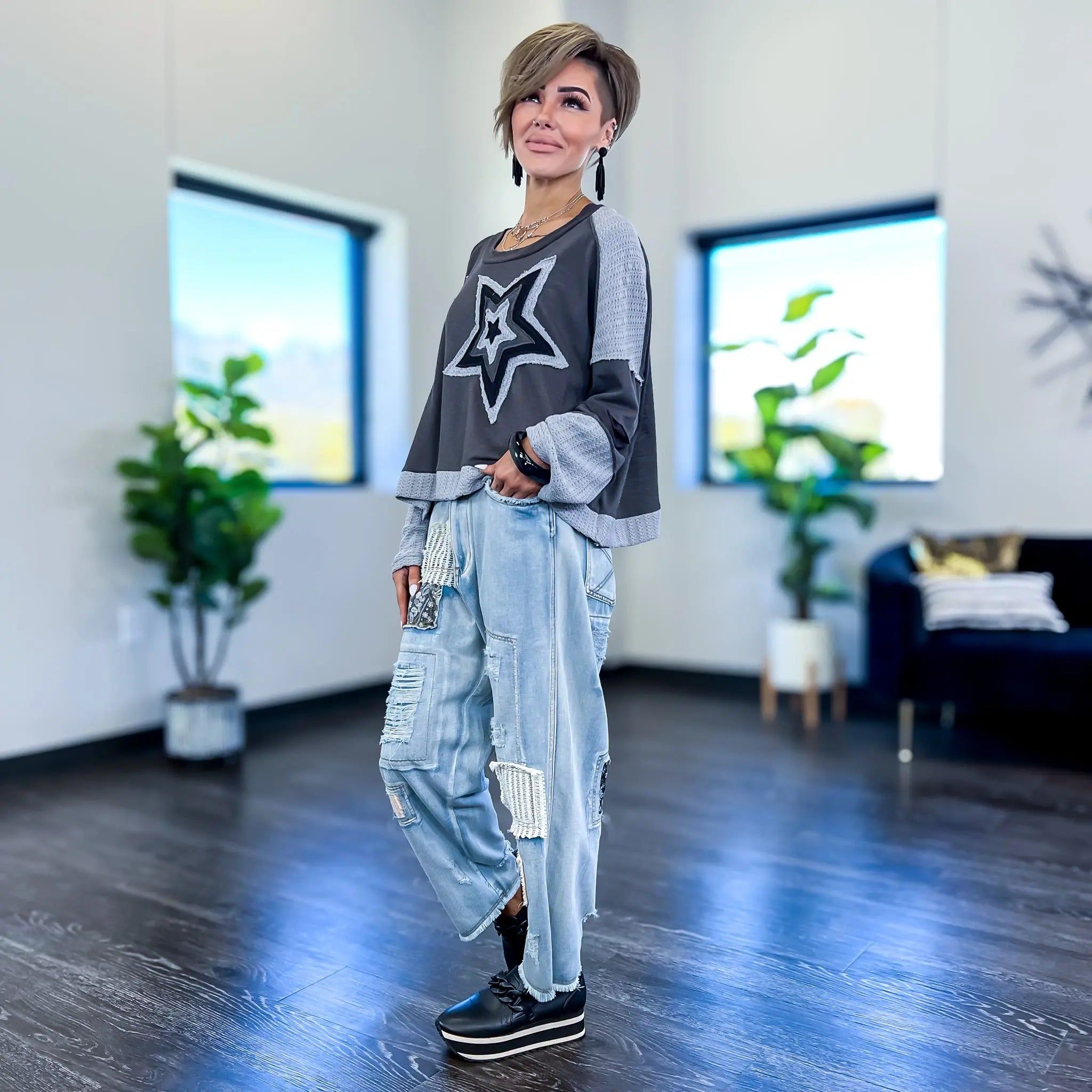 Charcoal Star Patch Top sold by ZZs product image thumbnail 6