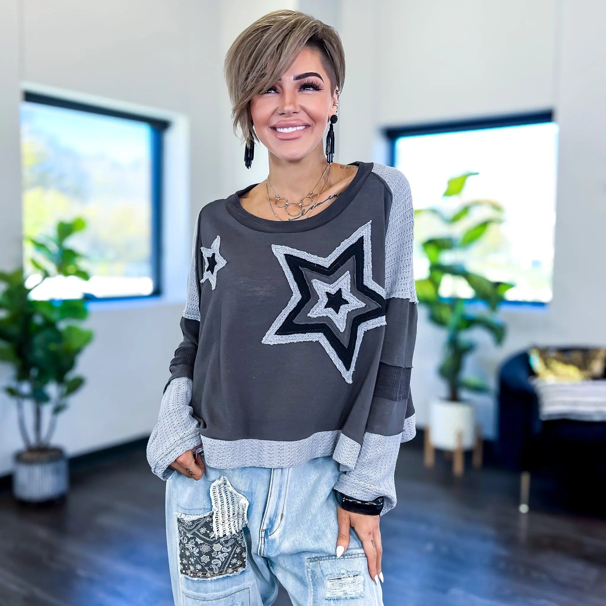 Charcoal Star Patch Top sold by ZZs product image thumbnail 5