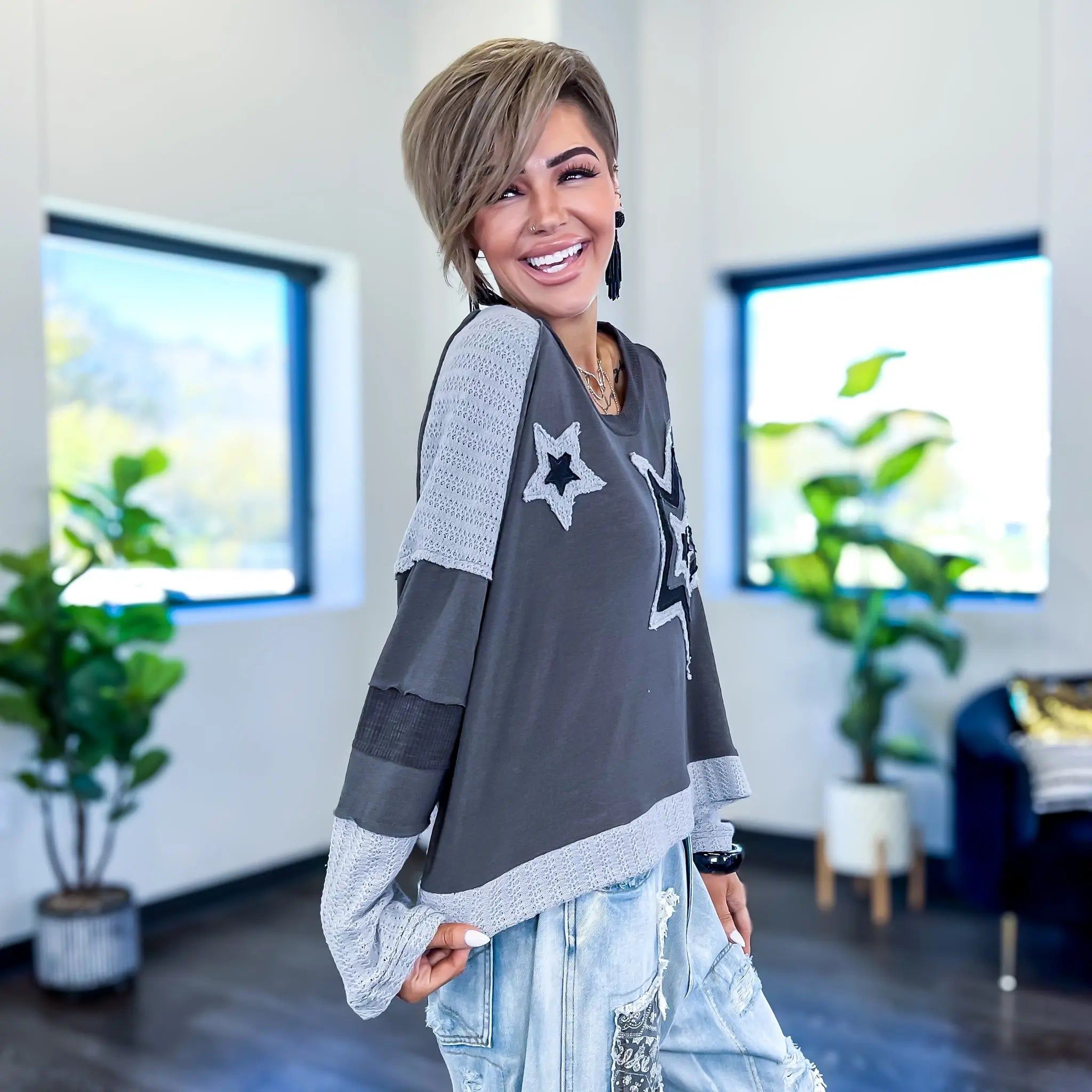Charcoal Star Patch Top sold by ZZs product image thumbnail 4