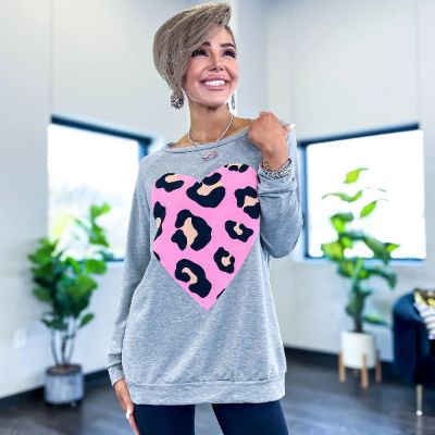 Leopard Heart Long Sleeve Top sold by ZZs