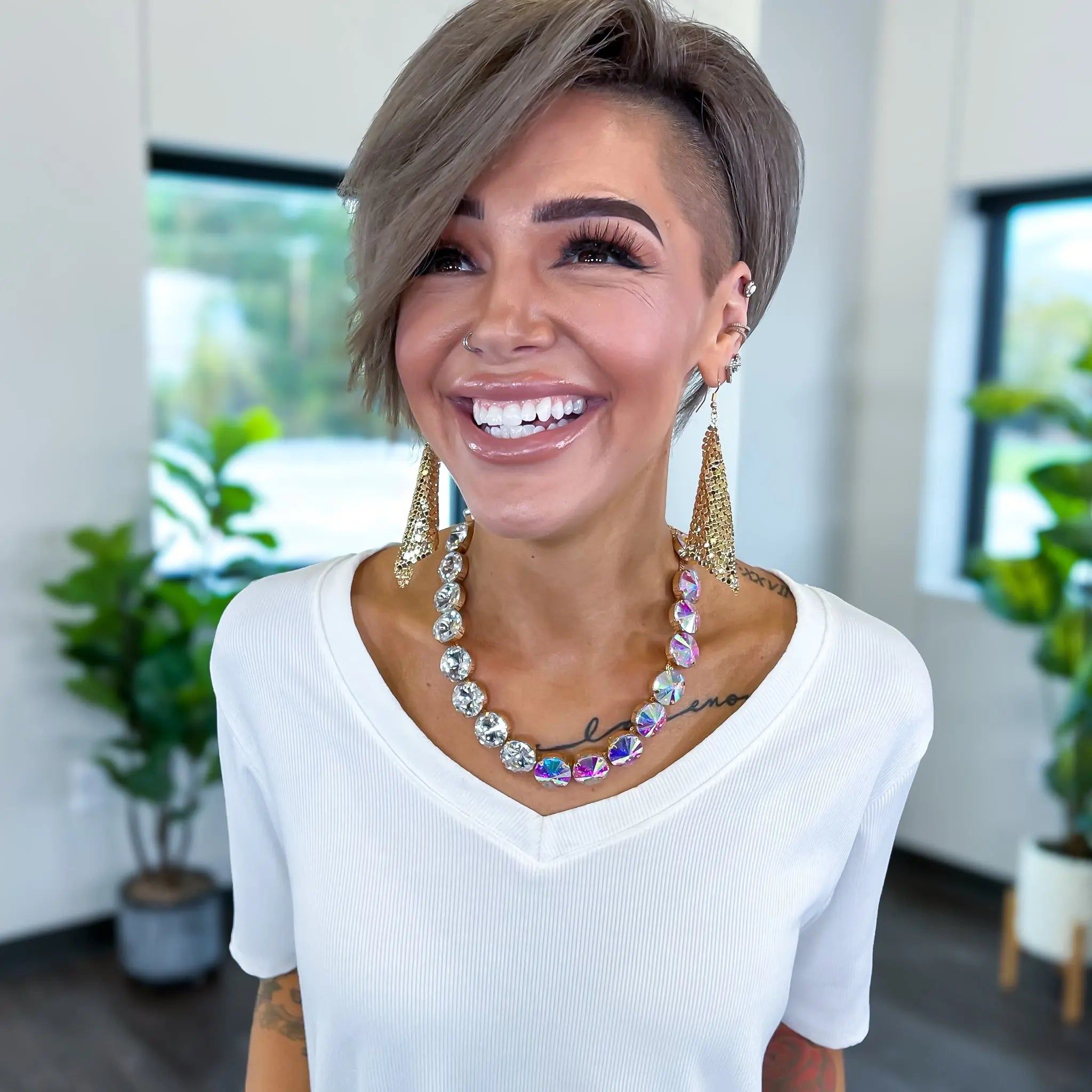 Gold Mesh Chain Earrings sold by ZZs product image thumbnail 2