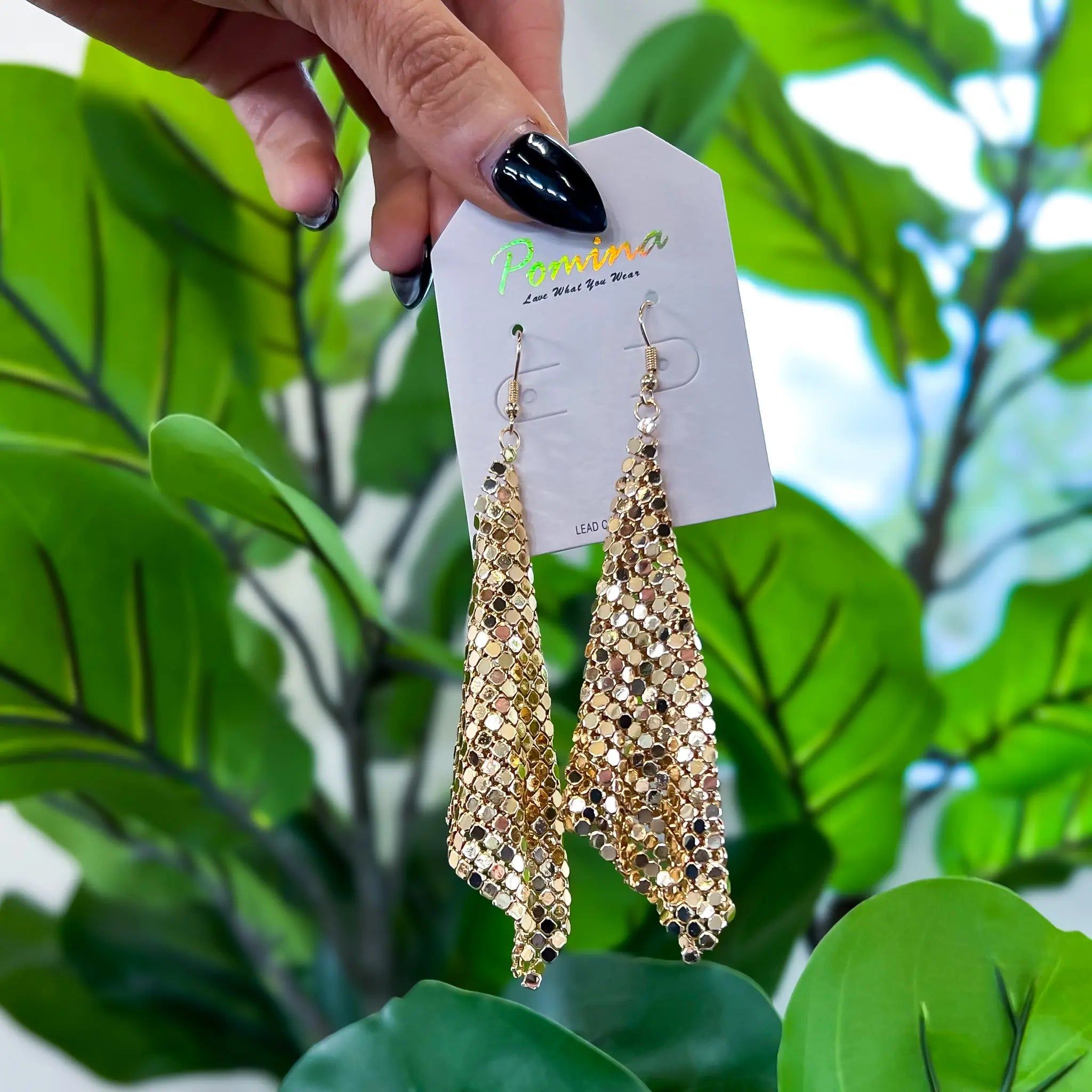 Gold Mesh Chain Earrings sold by ZZs product image thumbnail 3