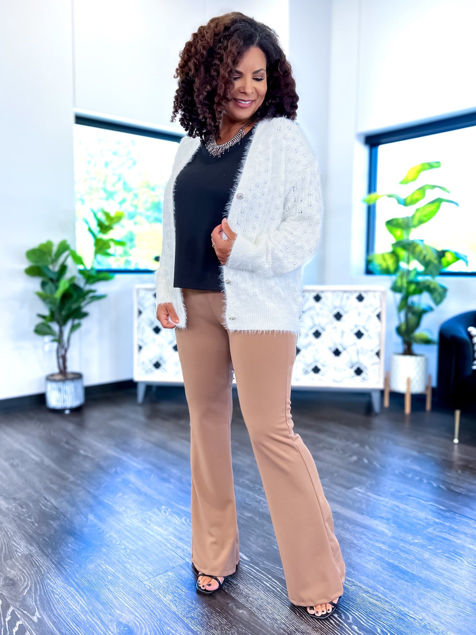 Ivory Fuzzy Button Cardigan sold by ZZs product image thumbnail 6