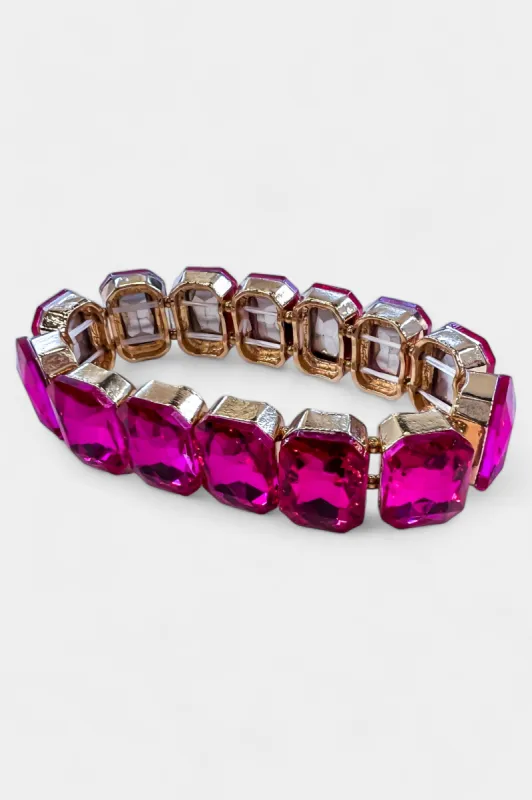 Fuchsia Crystal Stretch Bracelet sold by ZZs