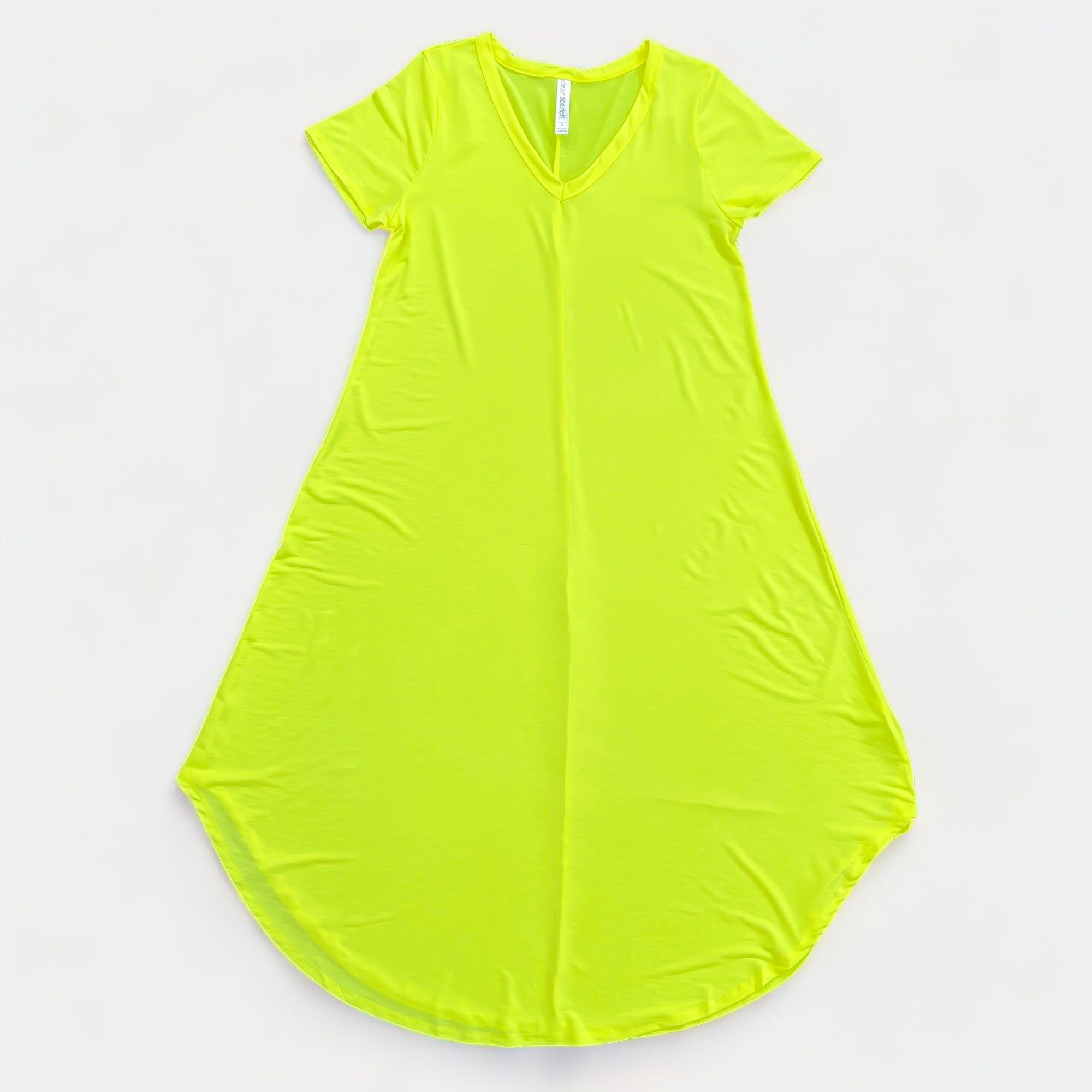 Neon Yellow V Neck Midi Dress sold by ZZs product image thumbnail 2
