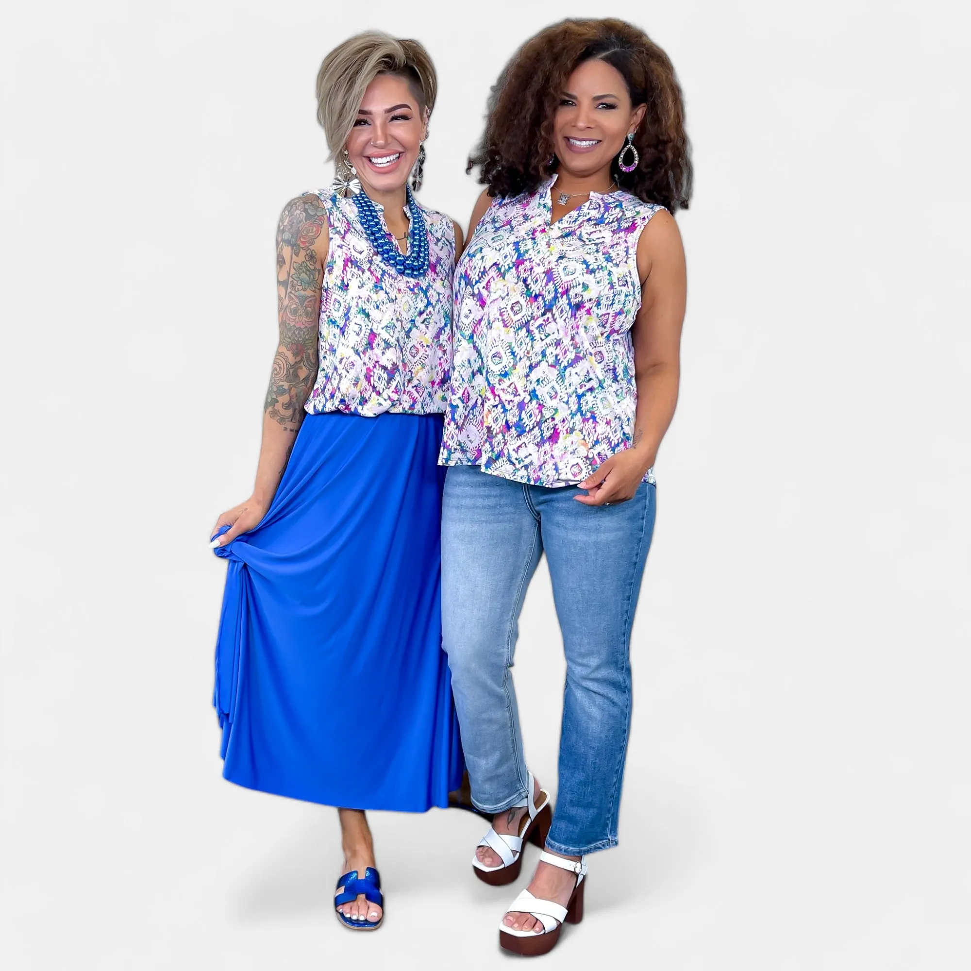 Royal Multi Aztec Lizzy Tank Top sold by ZZs