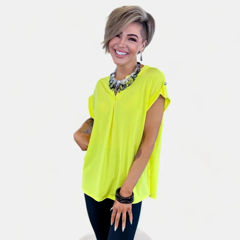 Neon Yellow Lizzy Short Sleeve Top [NO RETURNS] sold by ZZs