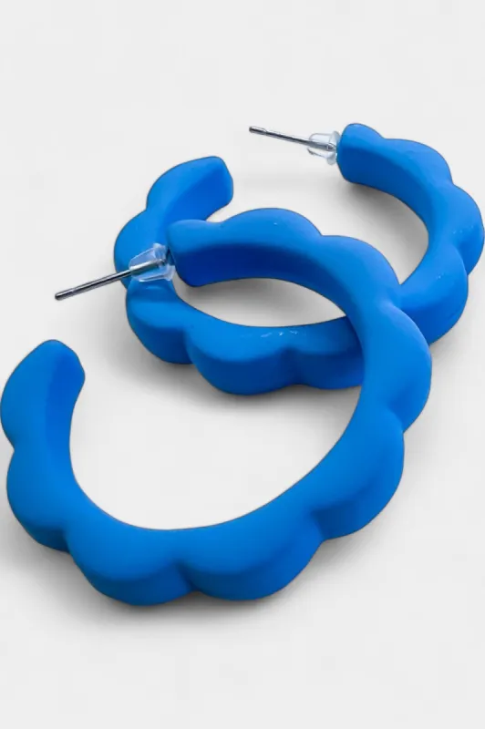 Blue Flower Hoop Earrings sold by ZZs