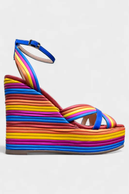 Multi Striped Wedge Sandals sold by ZZs